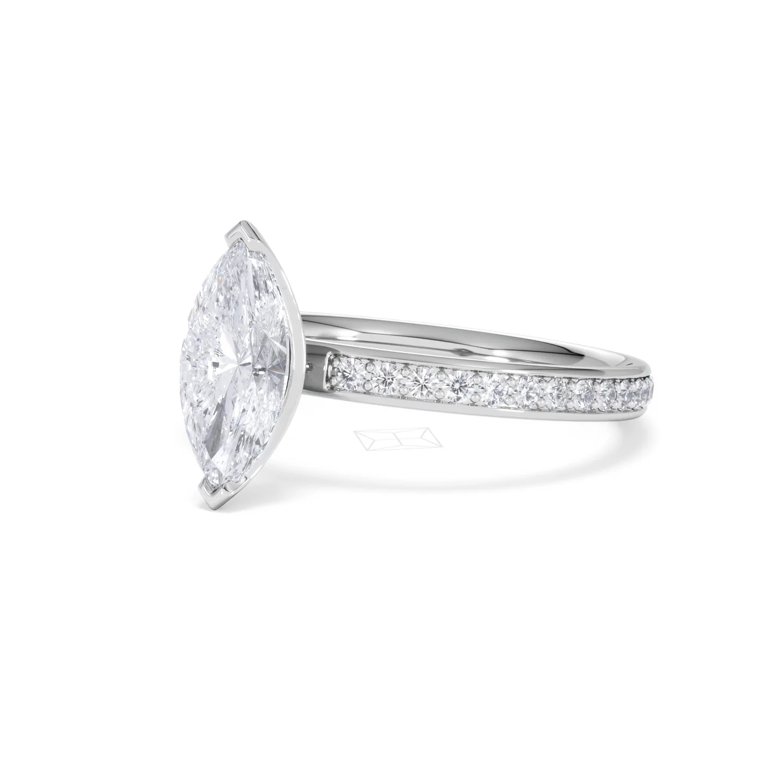 Origin 1.25ct Marquise Cut Lab Diamond Solitaire Engagement Ring with Side Stones in Platinum - Image 79