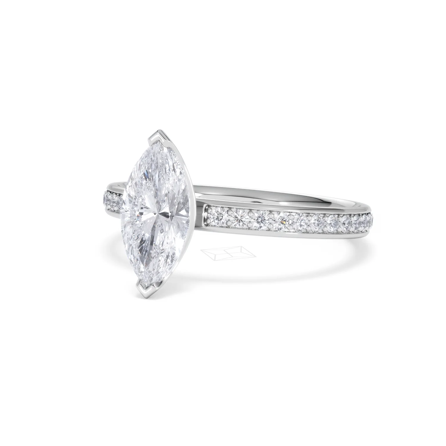 Origin 1.25ct Marquise Cut Lab Diamond Solitaire Engagement Ring with Side Stones in Platinum - Image 81