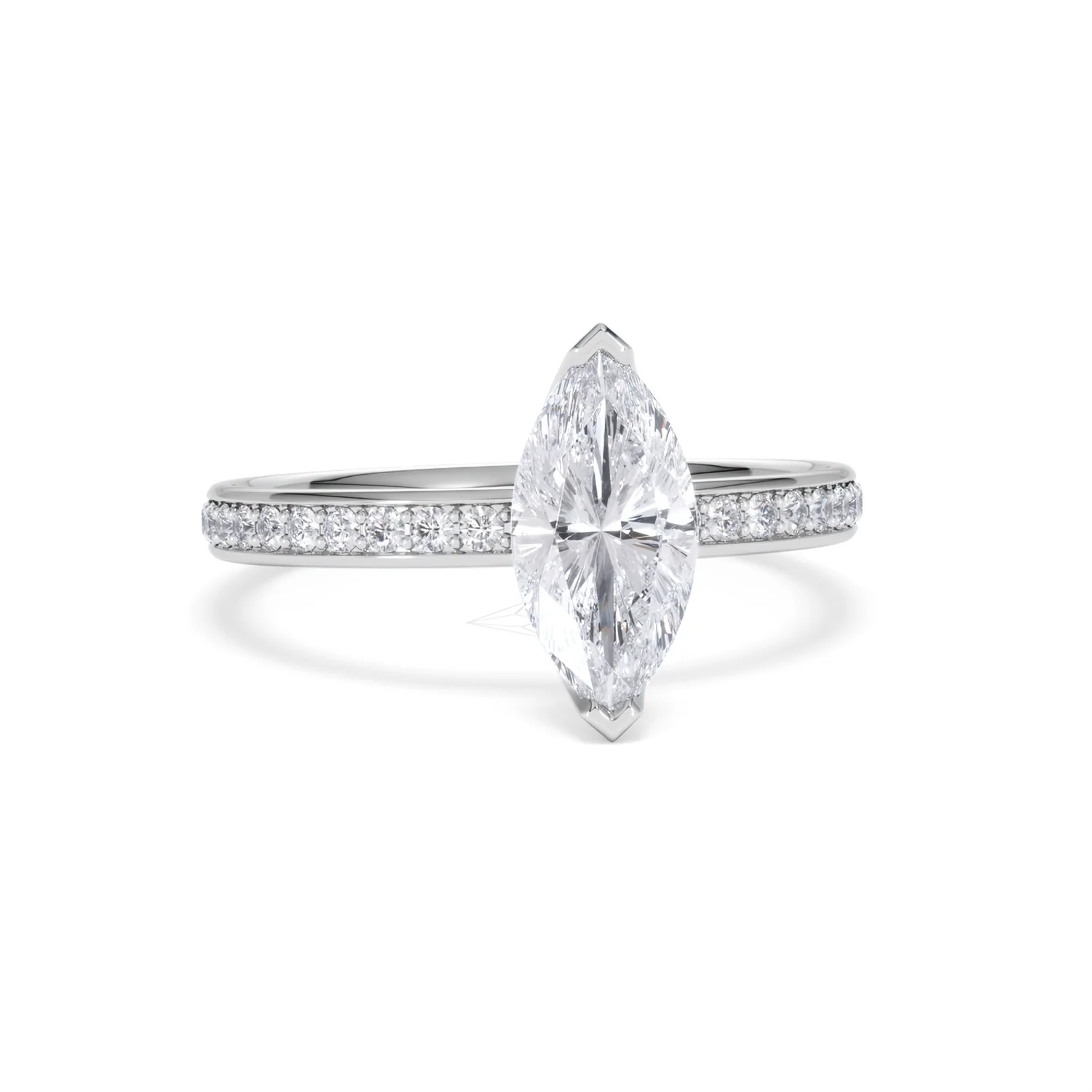 Origin 1.25ct Marquise Cut Lab Diamond Solitaire Engagement Ring with Side Stones in Platinum - Image 9