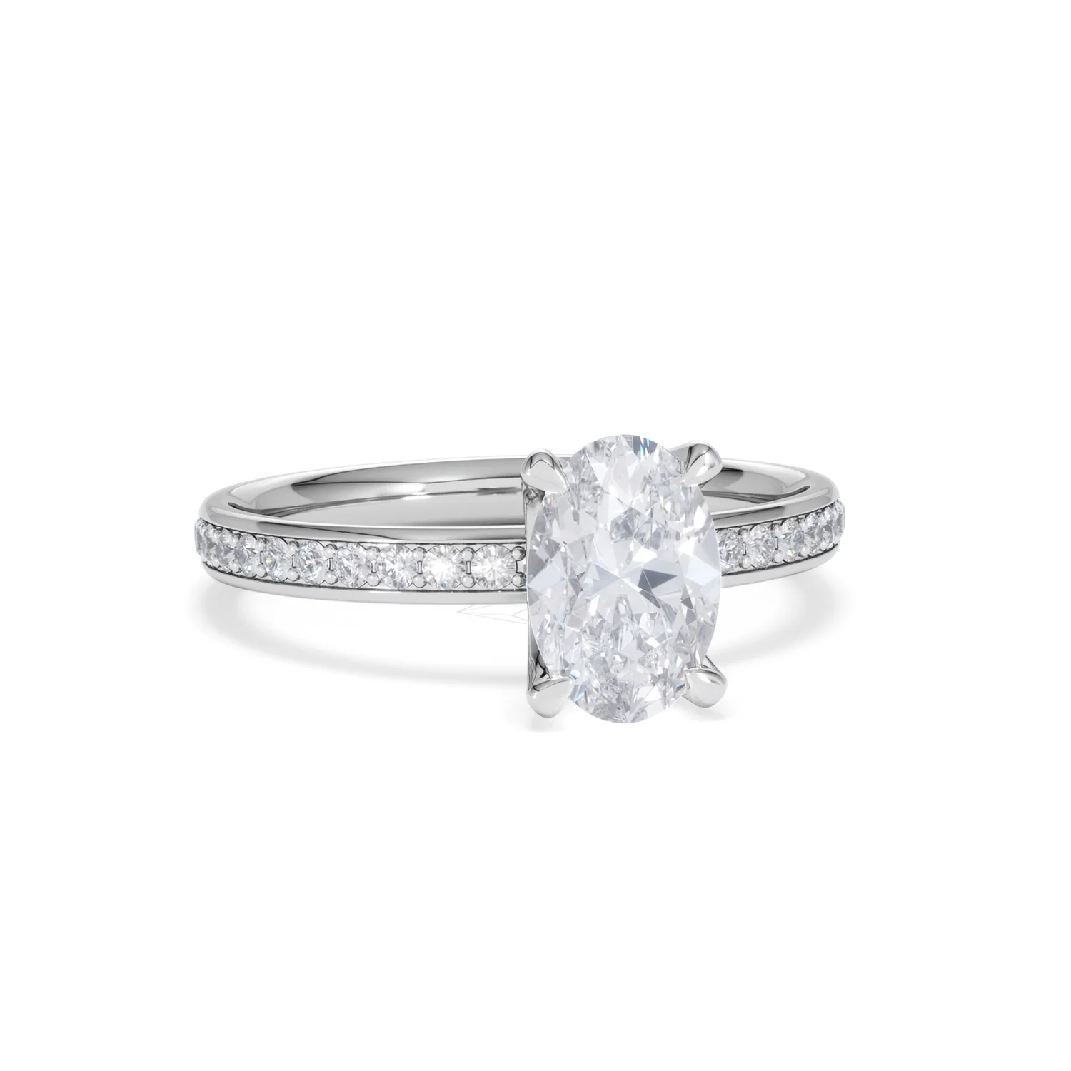 Origin 1.25ct Oval Cut Lab Diamond Solitaire Engagement Ring with Side Stones in 18K White Gold - Image 10