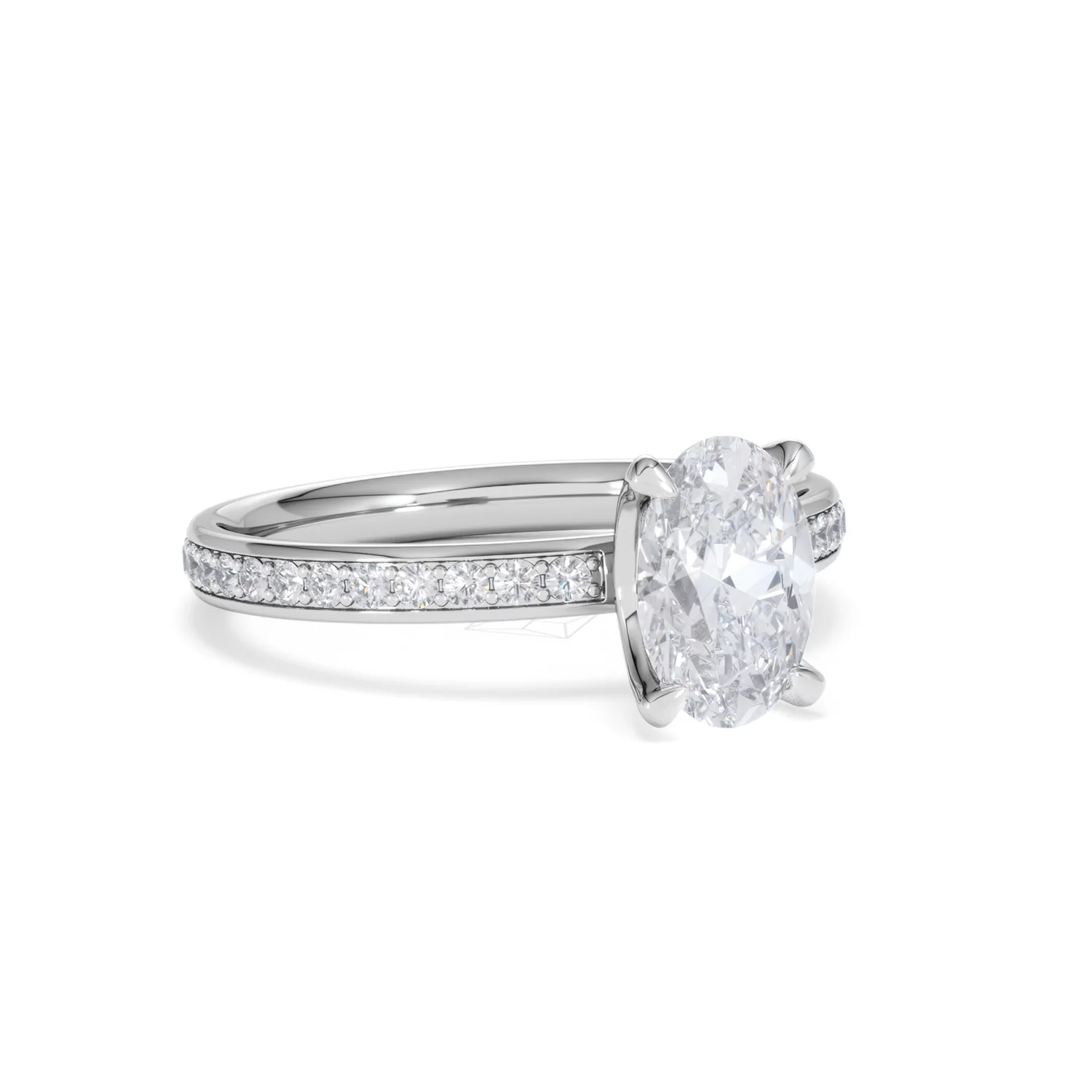 Origin 1.25ct Oval Cut Lab Diamond Solitaire Engagement Ring with Side Stones in 18K White Gold - Image 13