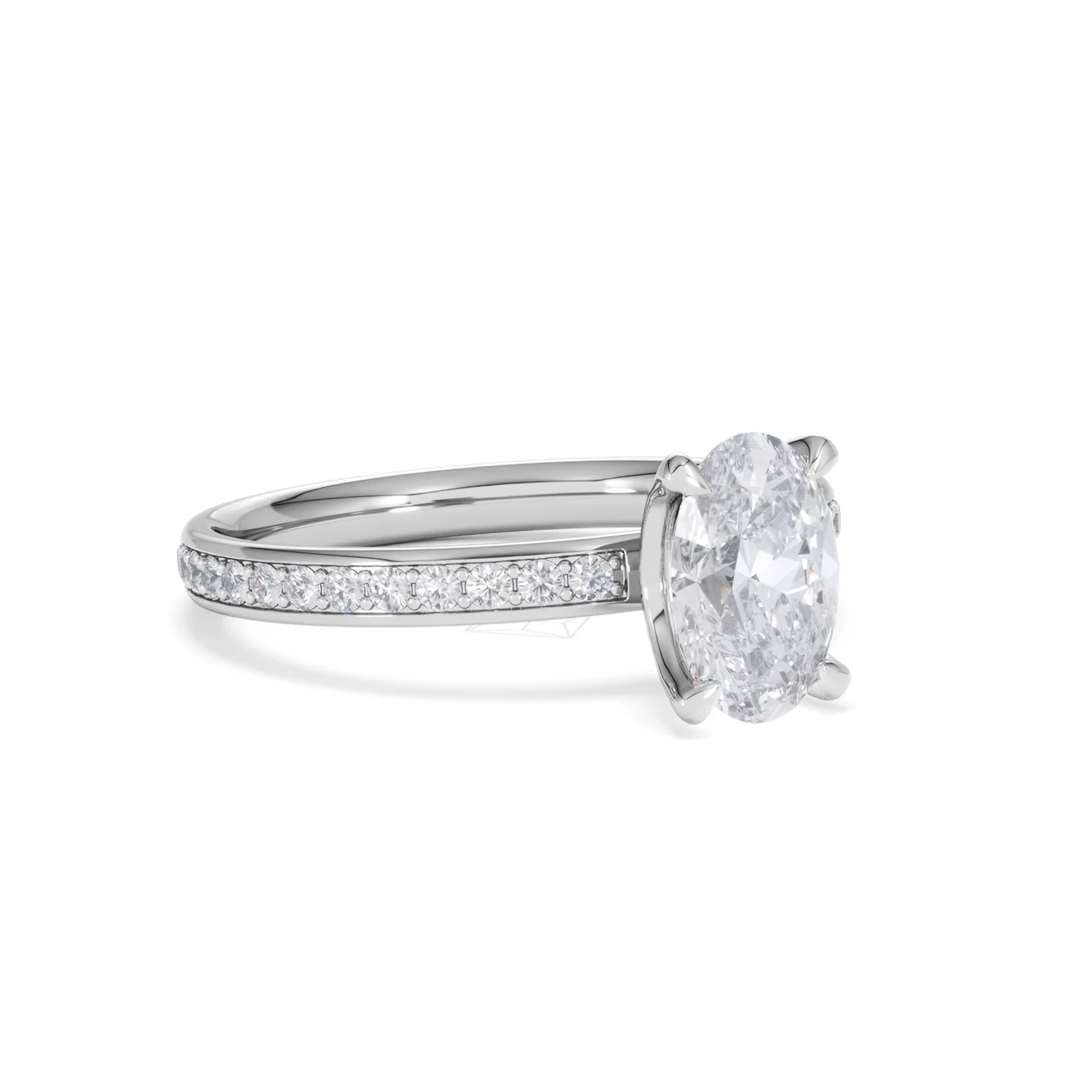 Origin 1.25ct Oval Cut Lab Diamond Solitaire Engagement Ring with Side Stones in 18K White Gold - Image 14