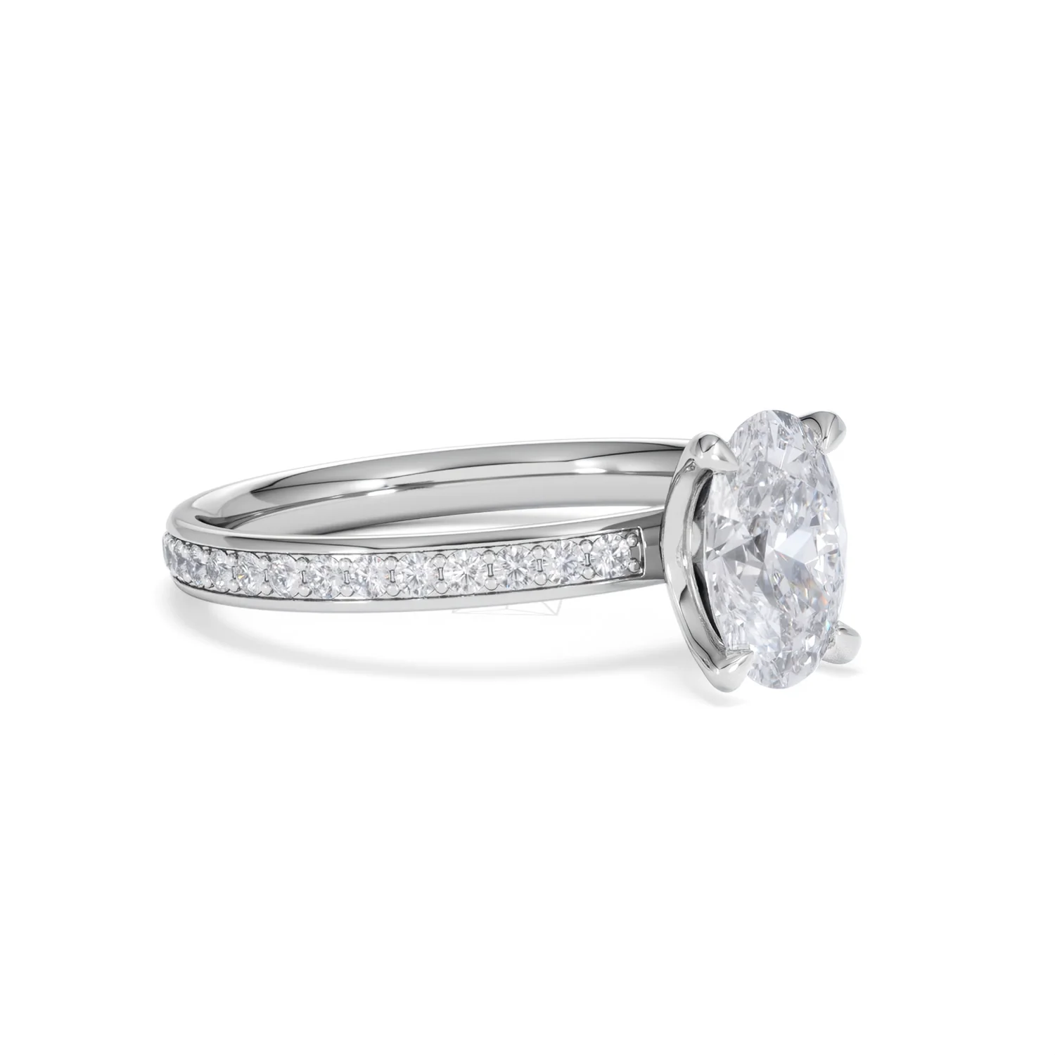 Origin 1.25ct Oval Cut Lab Diamond Solitaire Engagement Ring with Side Stones in 18K White Gold - Image 16