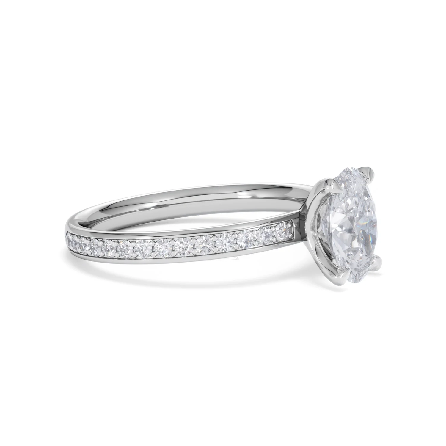 Origin 1.25ct Oval Cut Lab Diamond Solitaire Engagement Ring with Side Stones in 18K White Gold - Image 19