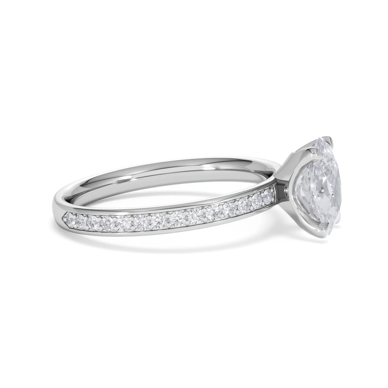 Origin 1.25ct Oval Cut Lab Diamond Solitaire Engagement Ring with Side Stones in 18K White Gold - Image 23