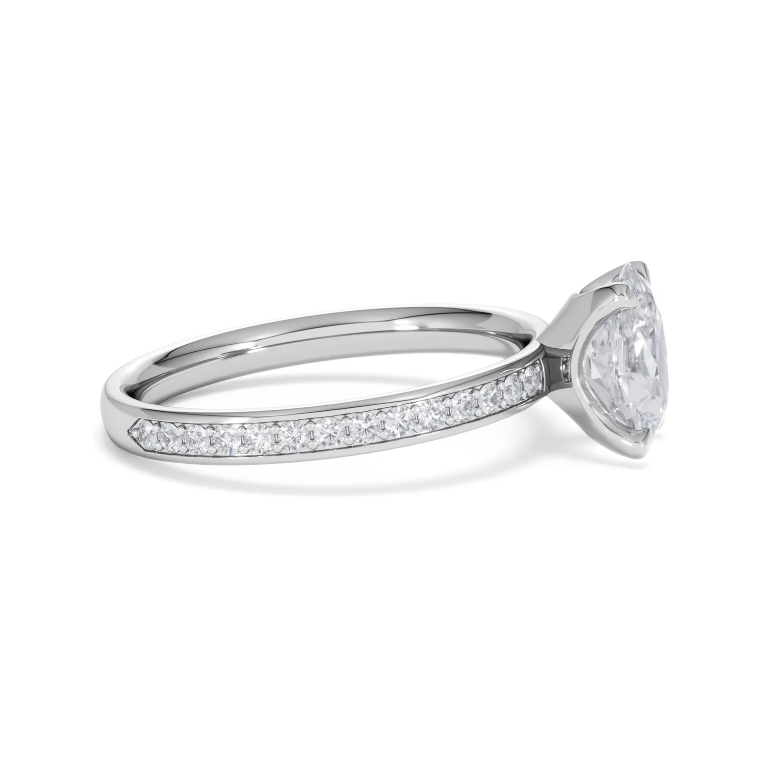 Origin 1.25ct Oval Cut Lab Diamond Solitaire Engagement Ring with Side Stones in 18K White Gold - Image 24