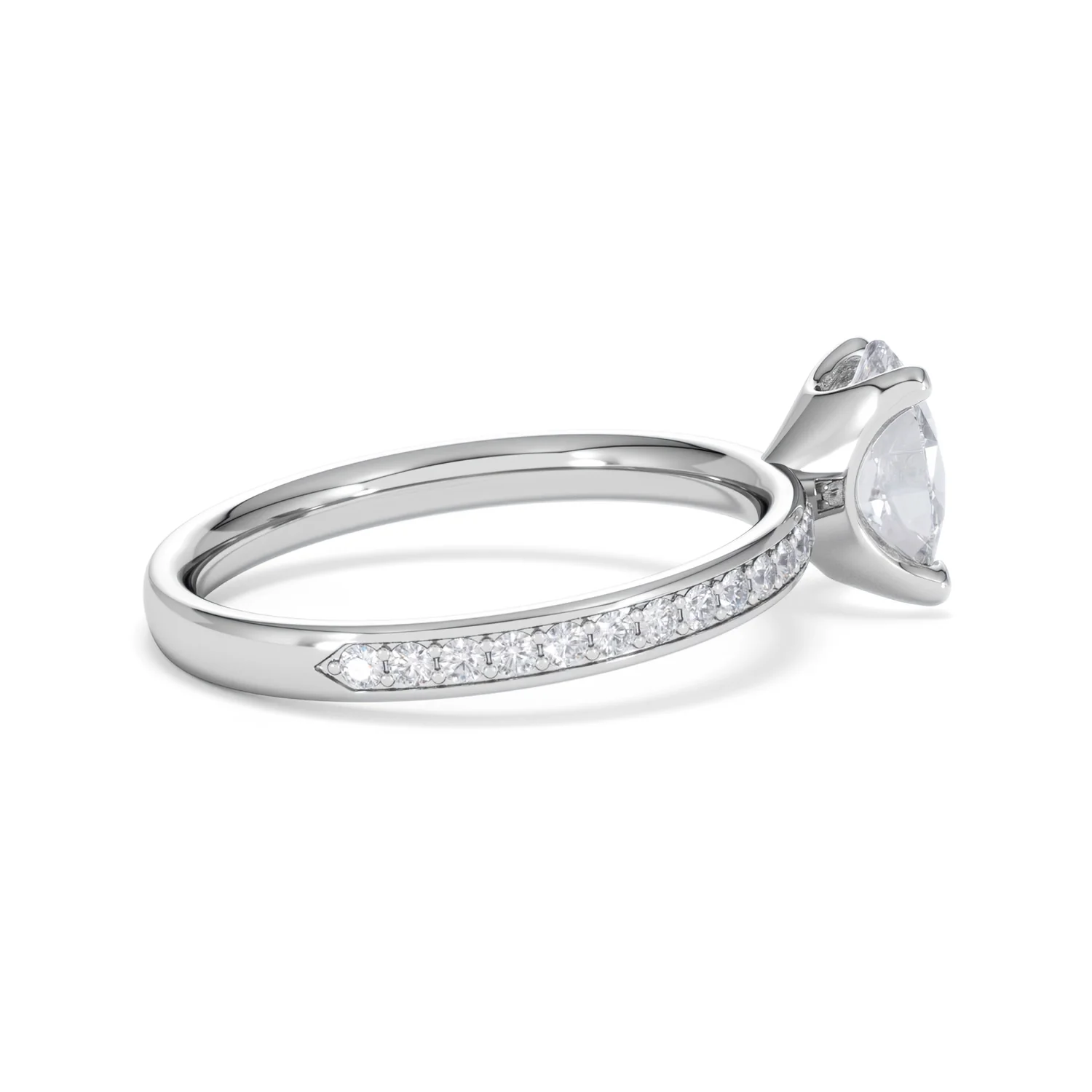 Origin 1.25ct Oval Cut Lab Diamond Solitaire Engagement Ring with Side Stones in 18K White Gold - Image 31
