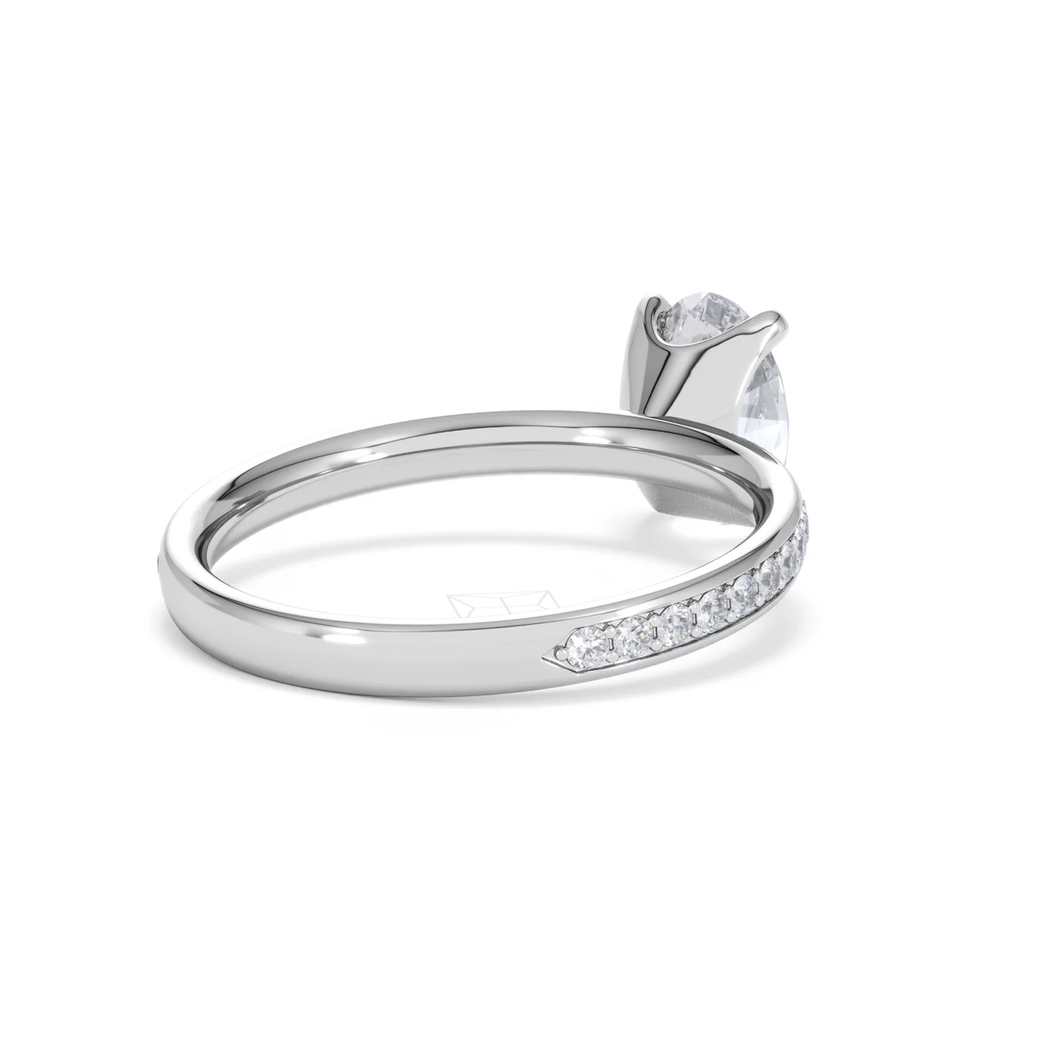 Origin 1.25ct Oval Cut Lab Diamond Solitaire Engagement Ring with Side Stones in 18K White Gold - Image 39