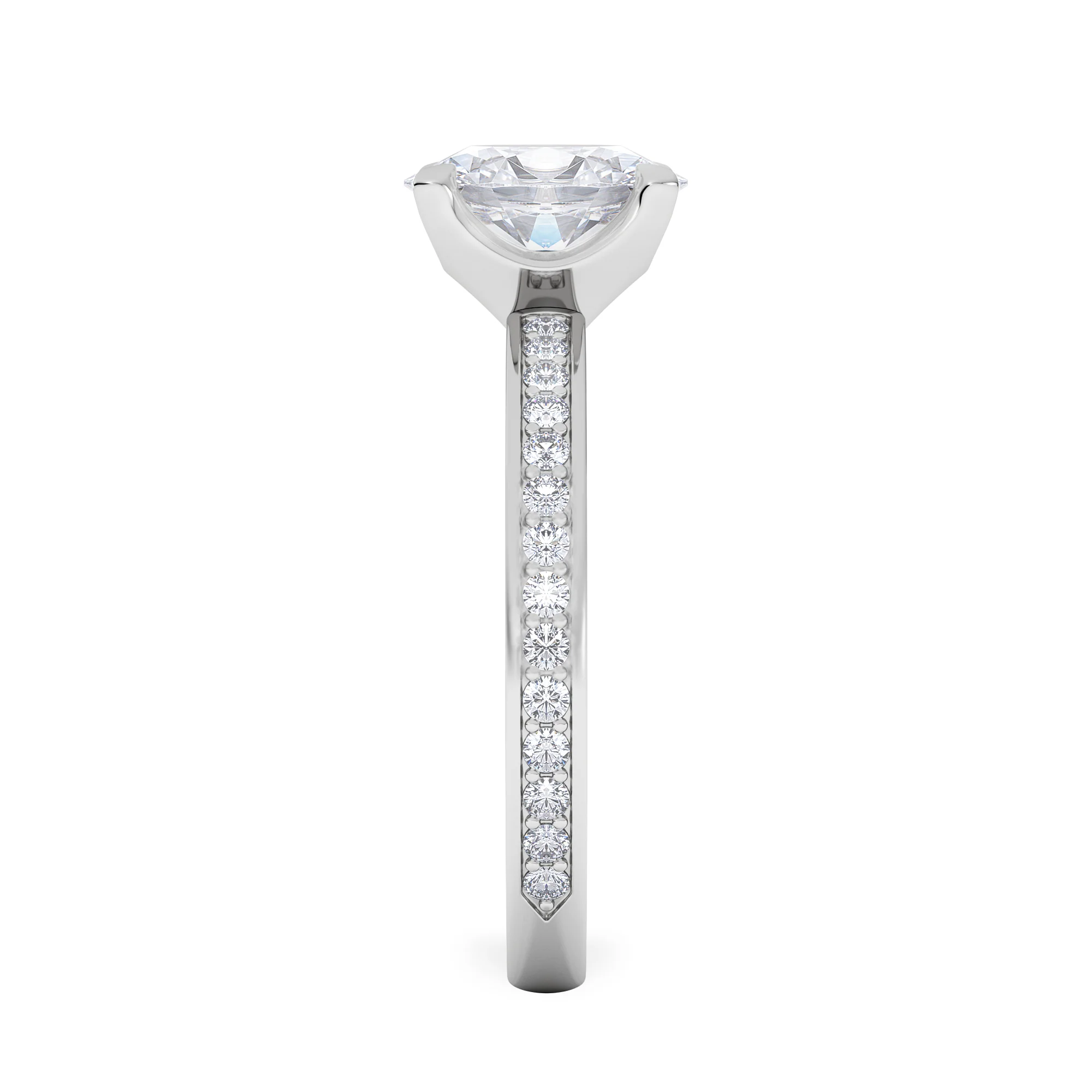 Origin 1.25ct Oval Cut Lab Diamond Solitaire Engagement Ring with Side Stones in 18K White Gold - Image 5