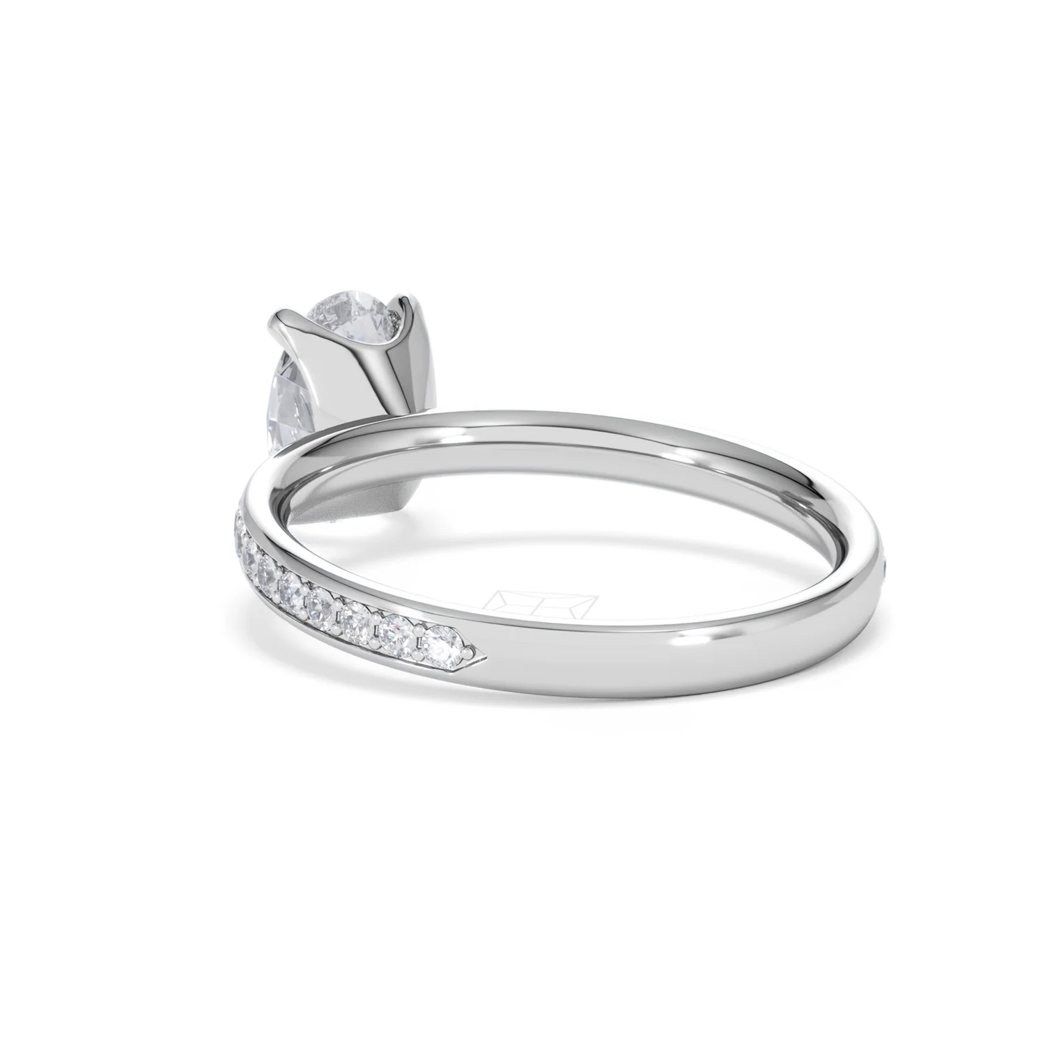 Origin 1.25ct Oval Cut Lab Diamond Solitaire Engagement Ring with Side Stones in 18K White Gold - Image 54