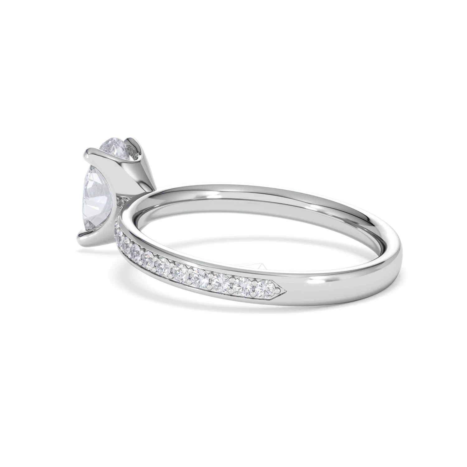 Origin 1.25ct Oval Cut Lab Diamond Solitaire Engagement Ring with Side Stones in 18K White Gold - Image 59