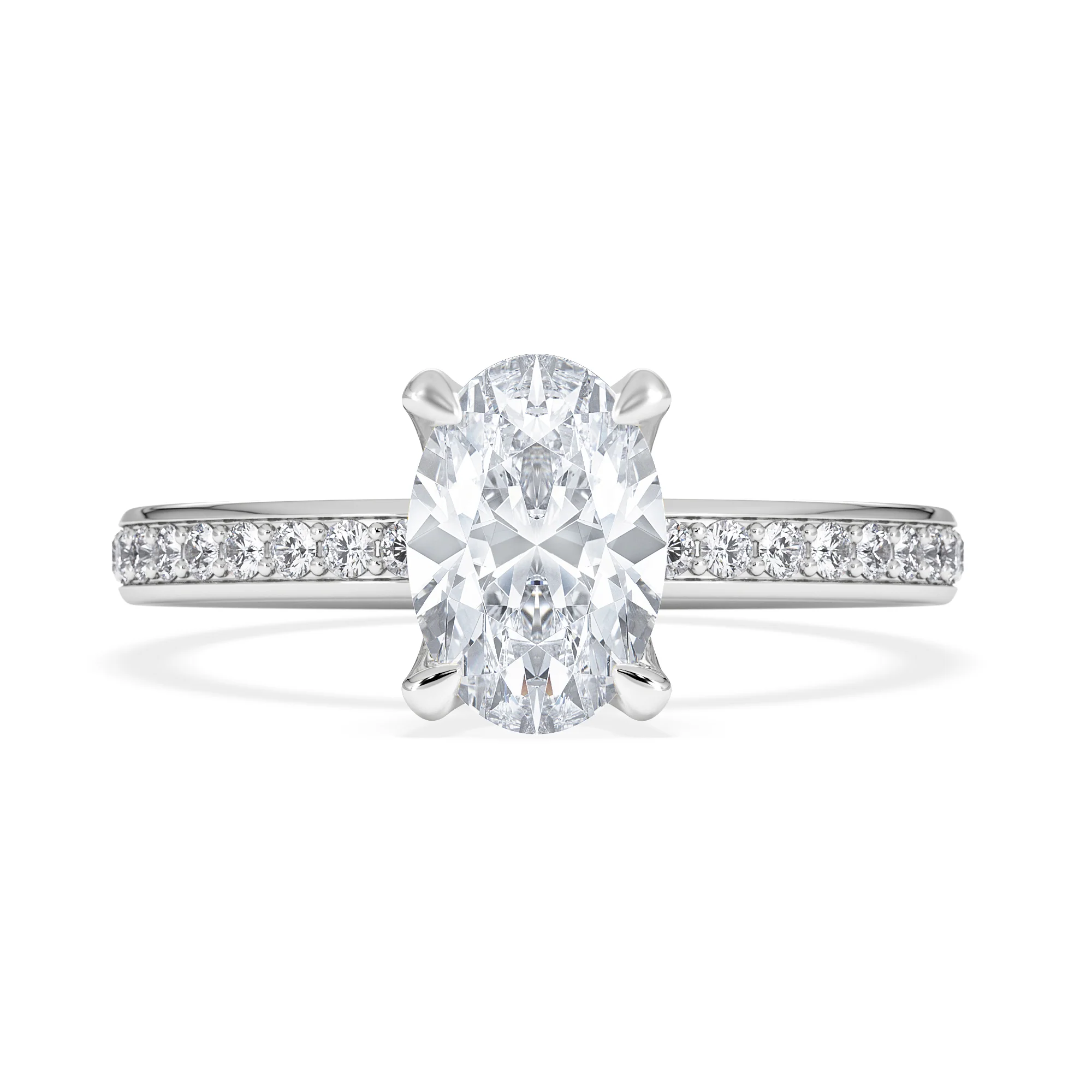 Origin 1.25ct Oval Cut Lab Diamond Solitaire Engagement Ring with Side Stones in 18K White Gold - Image 6