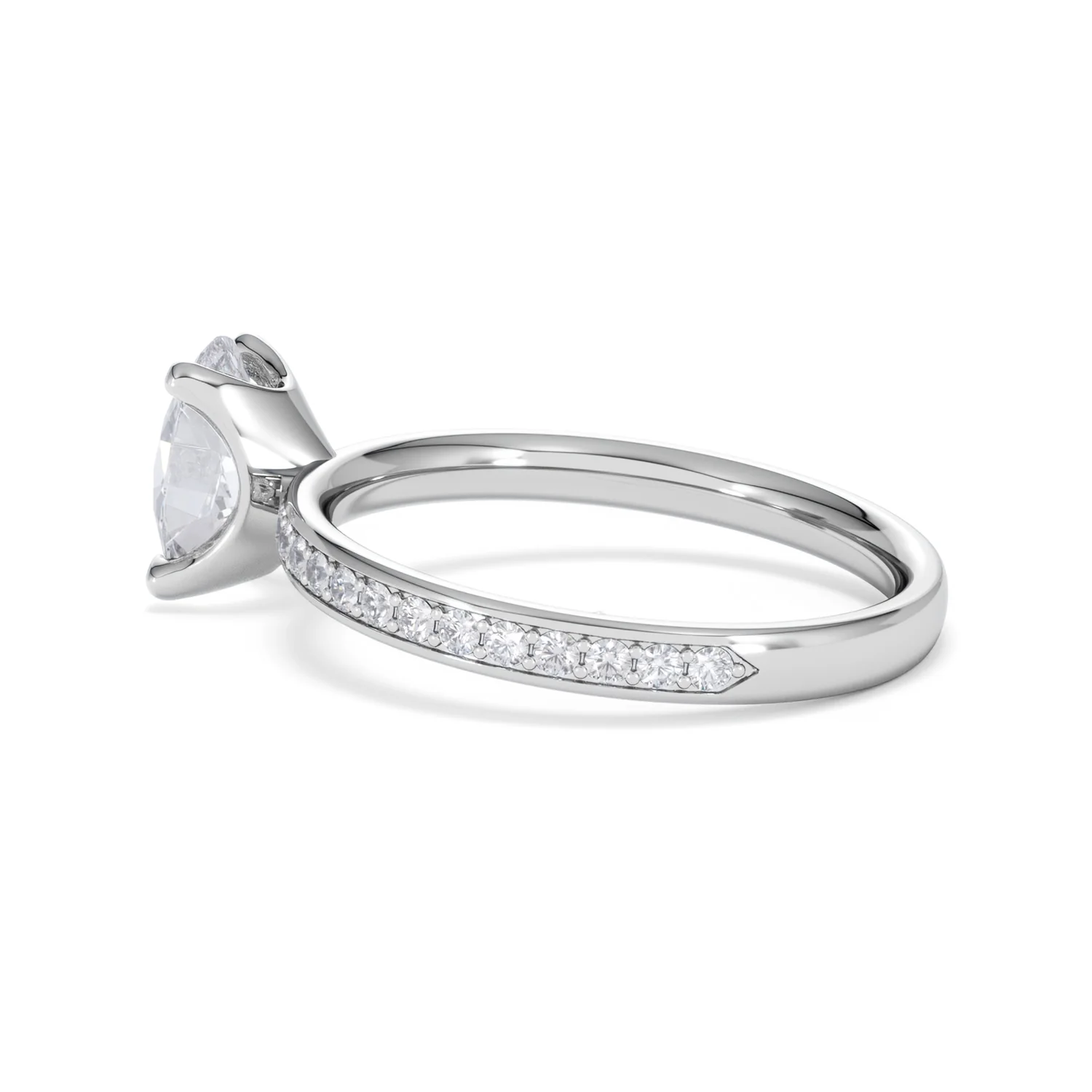 Origin 1.25ct Oval Cut Lab Diamond Solitaire Engagement Ring with Side Stones in 18K White Gold - Image 62