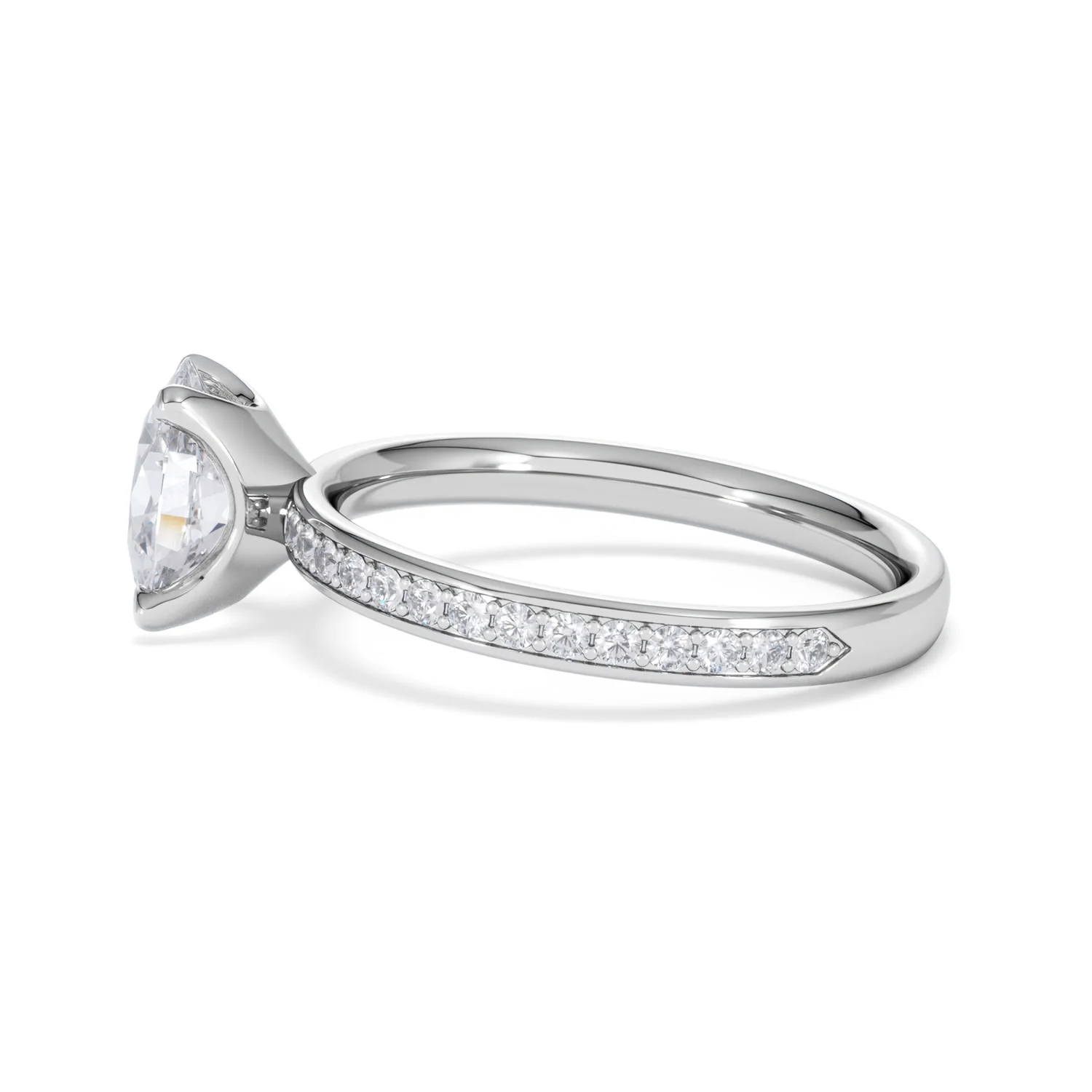 Origin 1.25ct Oval Cut Lab Diamond Solitaire Engagement Ring with Side Stones in 18K White Gold - Image 66