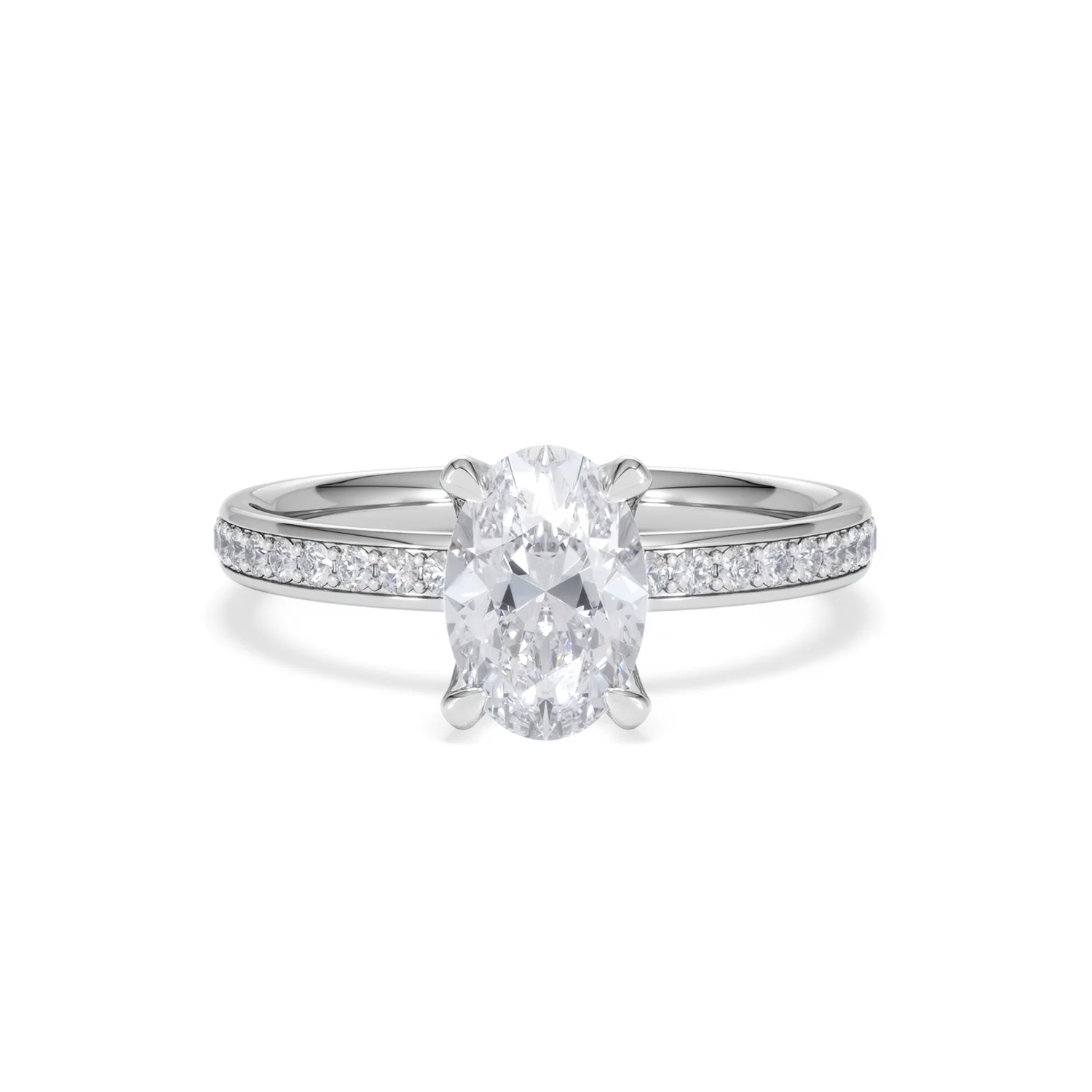 Origin 1.25ct Oval Cut Lab Diamond Solitaire Engagement Ring with Side Stones in 18K White Gold - Image 7
