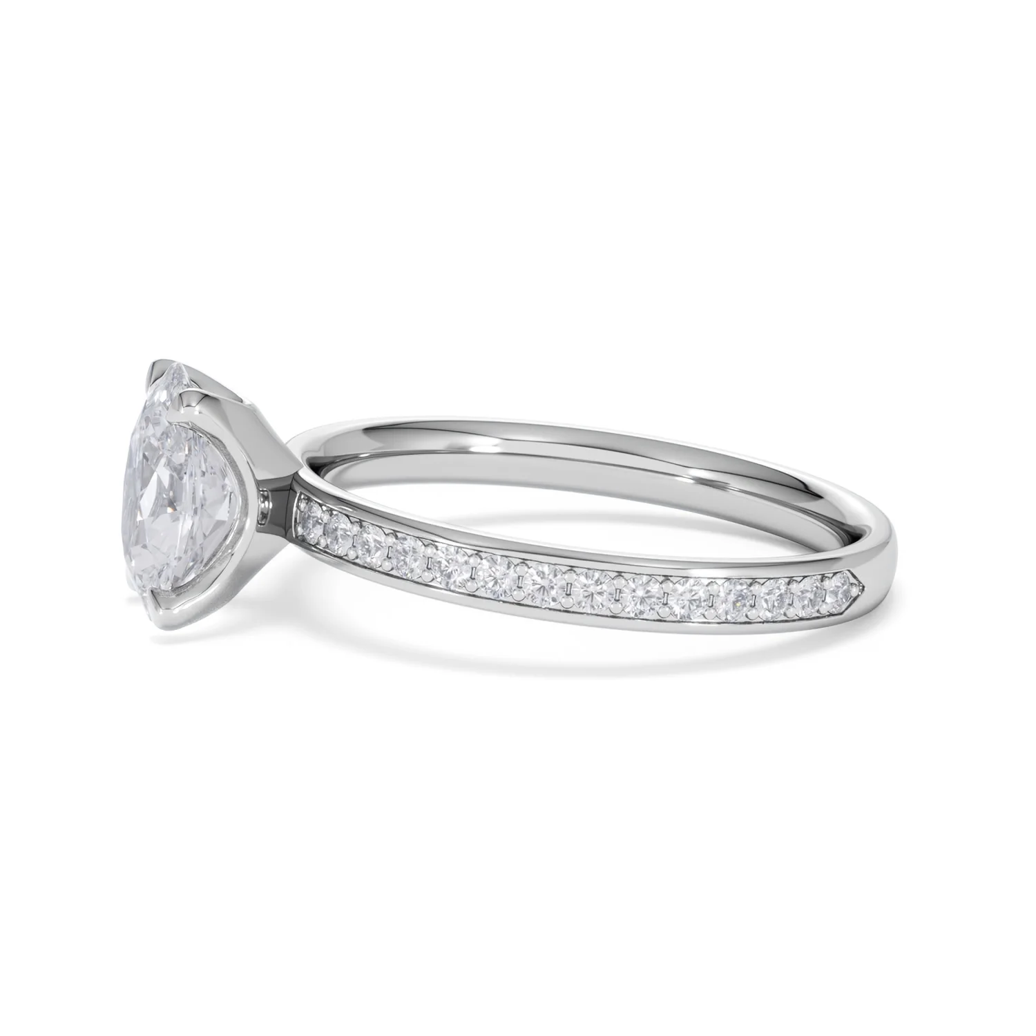 Origin 1.25ct Oval Cut Lab Diamond Solitaire Engagement Ring with Side Stones in 18K White Gold - Image 70