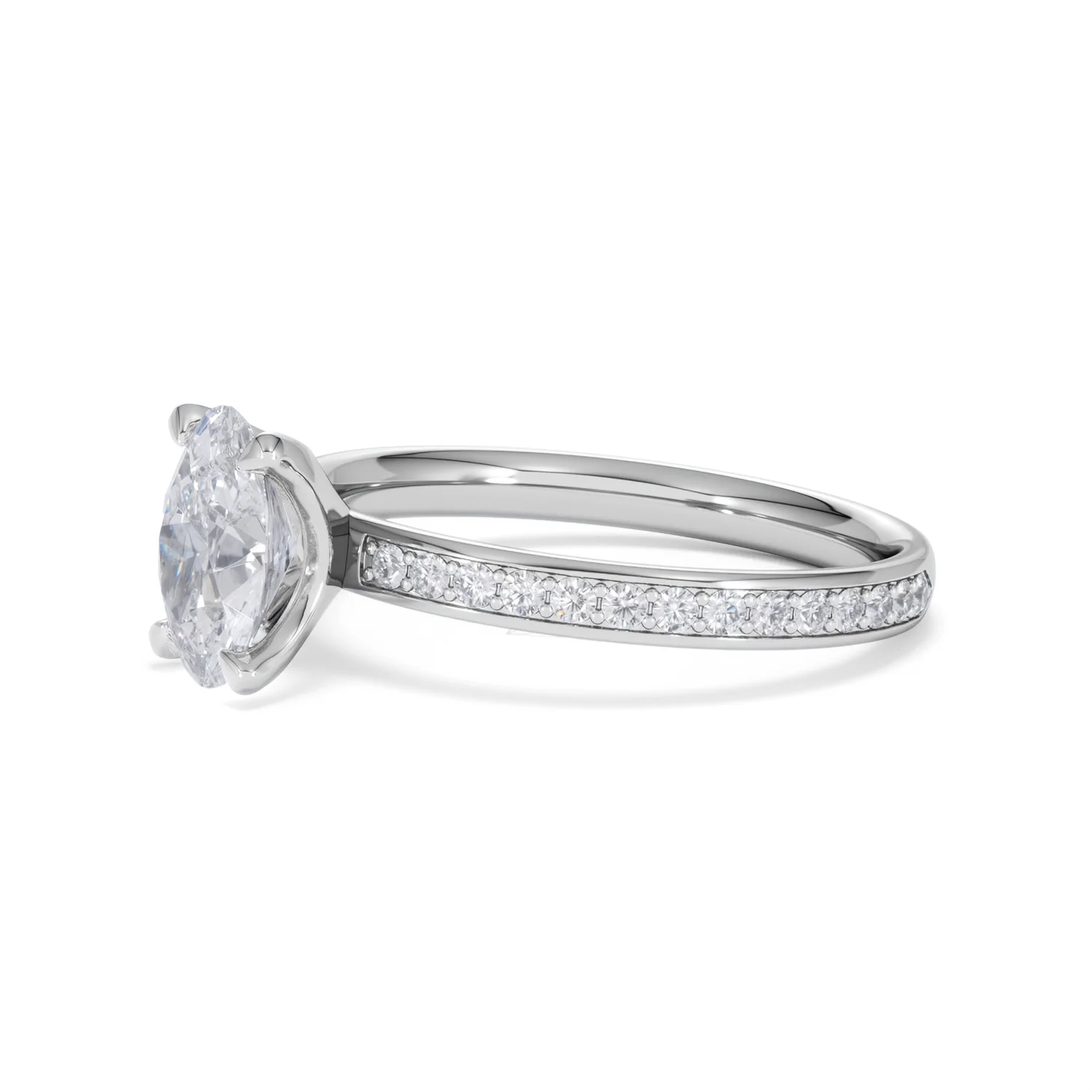 Origin 1.25ct Oval Cut Lab Diamond Solitaire Engagement Ring with Side Stones in 18K White Gold - Image 74