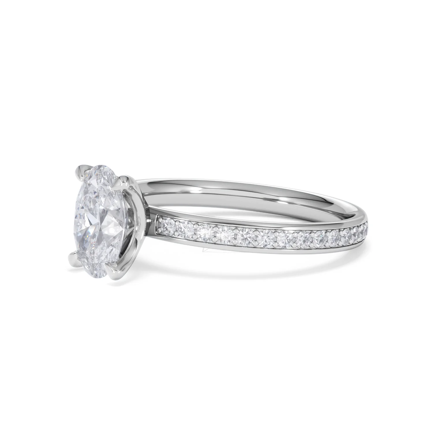 Origin 1.25ct Oval Cut Lab Diamond Solitaire Engagement Ring with Side Stones in 18K White Gold - Image 76