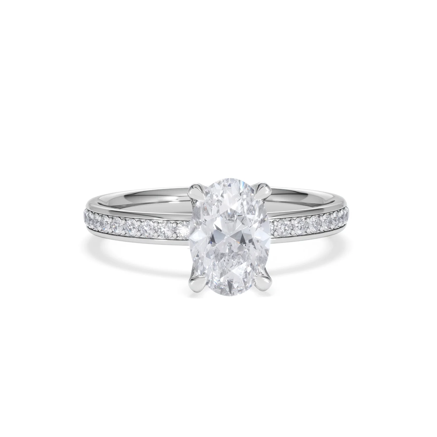 Origin 1.25ct Oval Cut Lab Diamond Solitaire Engagement Ring with Side Stones in 18K White Gold - Image 8