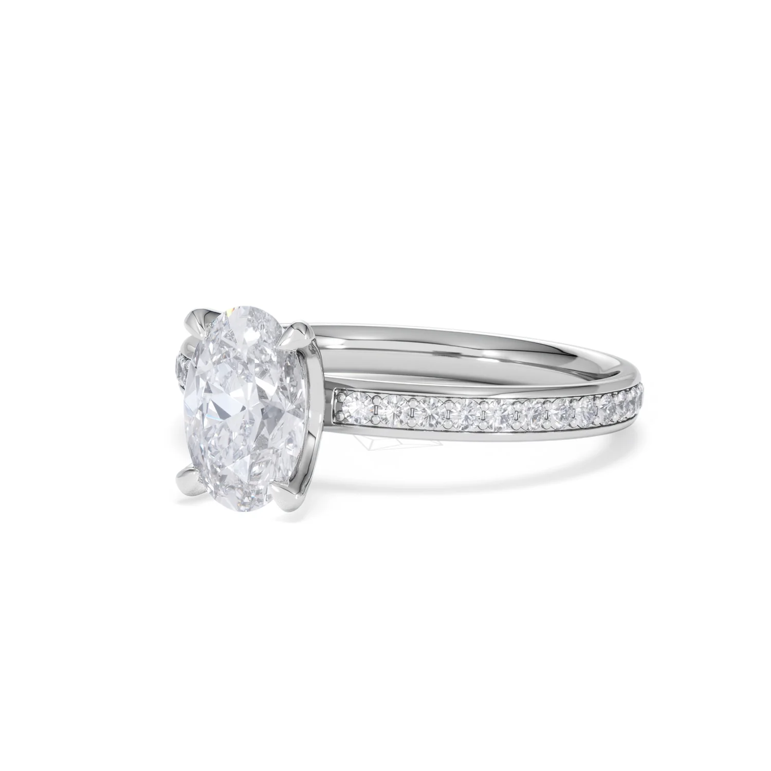 Origin 1.25ct Oval Cut Lab Diamond Solitaire Engagement Ring with Side Stones in 18K White Gold - Image 80