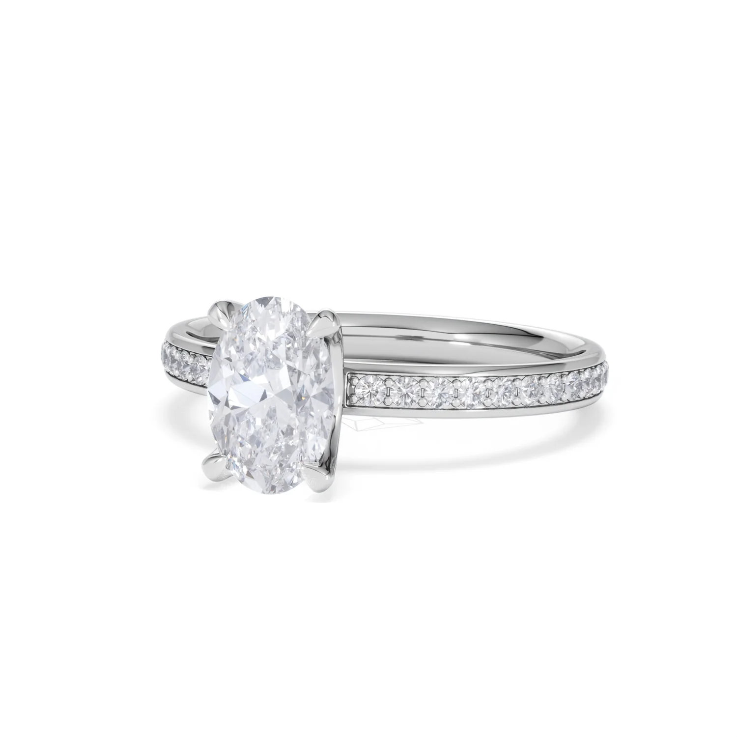 Origin 1.25ct Oval Cut Lab Diamond Solitaire Engagement Ring with Side Stones in 18K White Gold - Image 82