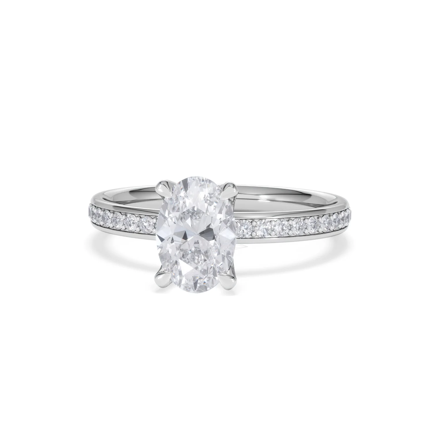 Origin 1.25ct Oval Cut Lab Diamond Solitaire Engagement Ring with Side Stones in 18K White Gold - Image 85