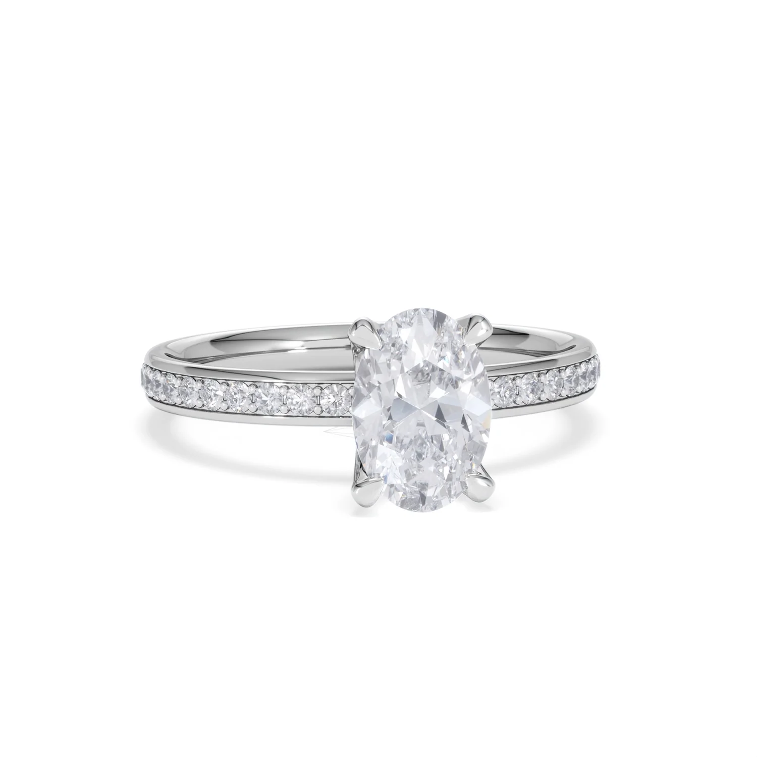 Origin 1.25ct Oval Cut Lab Diamond Solitaire Engagement Ring with Side Stones in 18K White Gold - Image 9