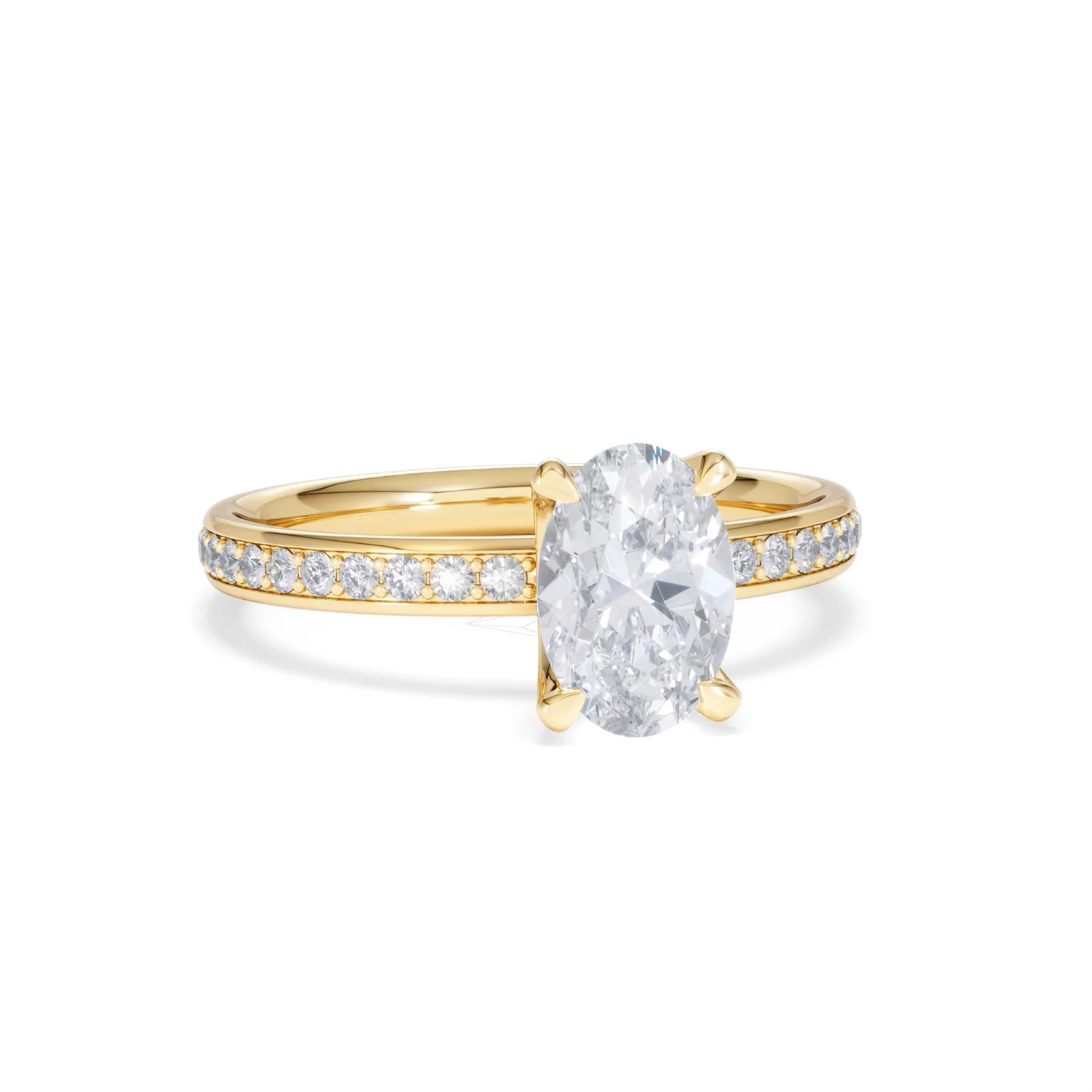 Origin 1.25ct Oval Cut Lab Diamond Solitaire Engagement Ring with Side Stones in 18K Yellow Gold - Image 10