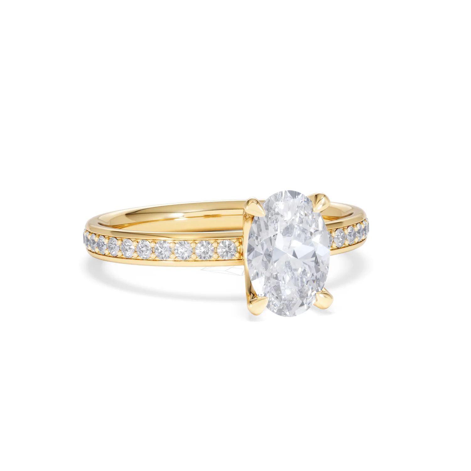 Origin 1.25ct Oval Cut Lab Diamond Solitaire Engagement Ring with Side Stones in 18K Yellow Gold - Image 11