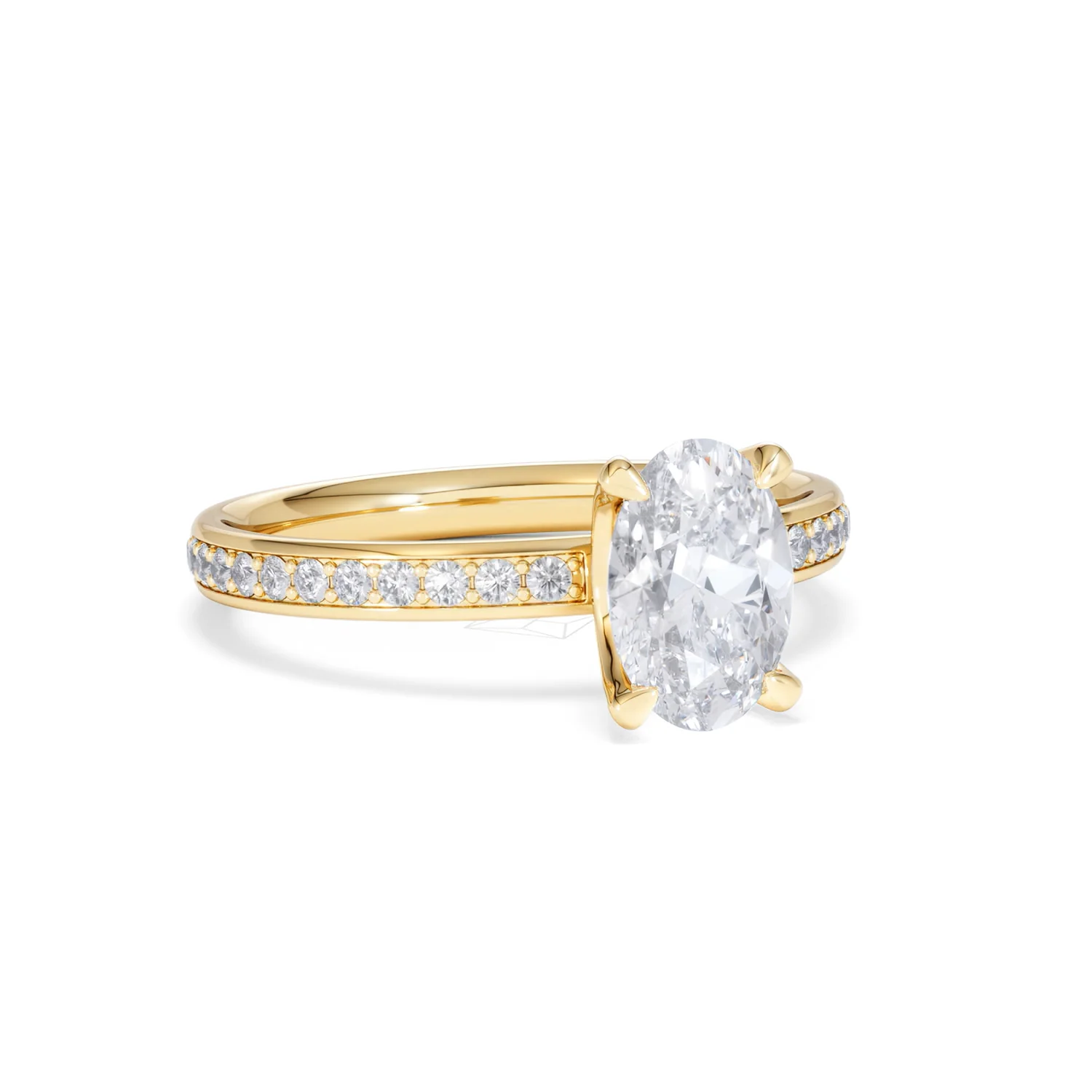 Origin 1.25ct Oval Cut Lab Diamond Solitaire Engagement Ring with Side Stones in 18K Yellow Gold - Image 12