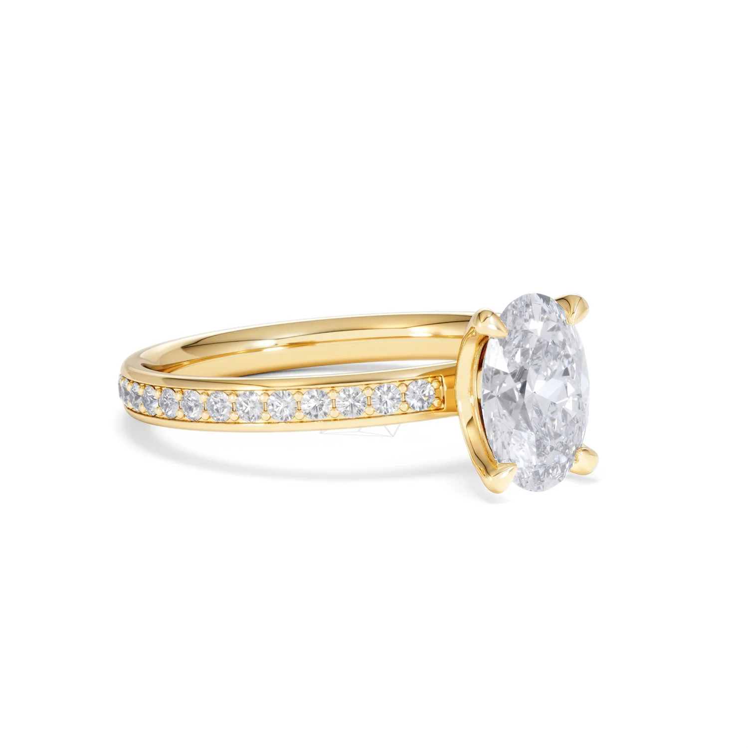 Origin 1.25ct Oval Cut Lab Diamond Solitaire Engagement Ring with Side Stones in 18K Yellow Gold - Image 15