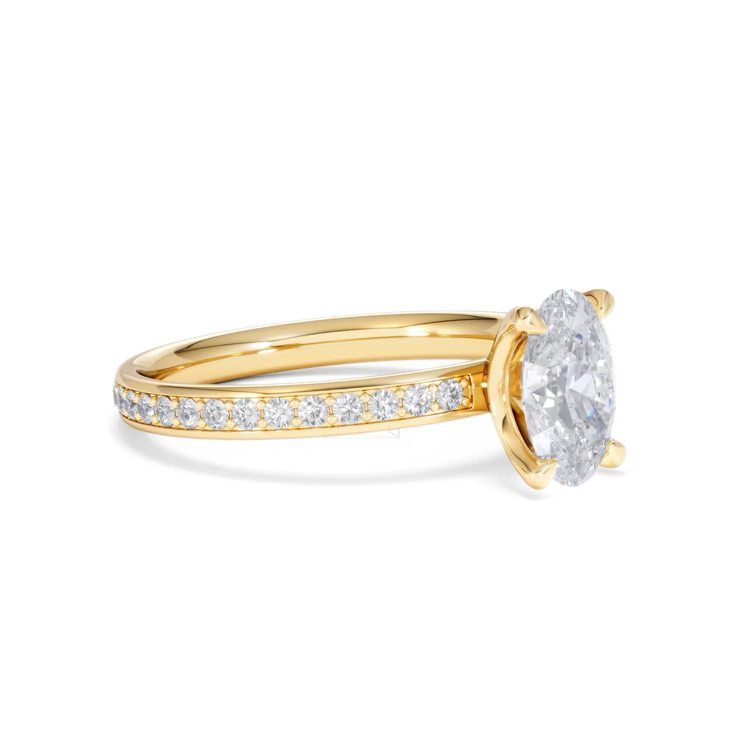 Origin 1.25ct Oval Cut Lab Diamond Solitaire Engagement Ring with Side Stones in 18K Yellow Gold - Image 17