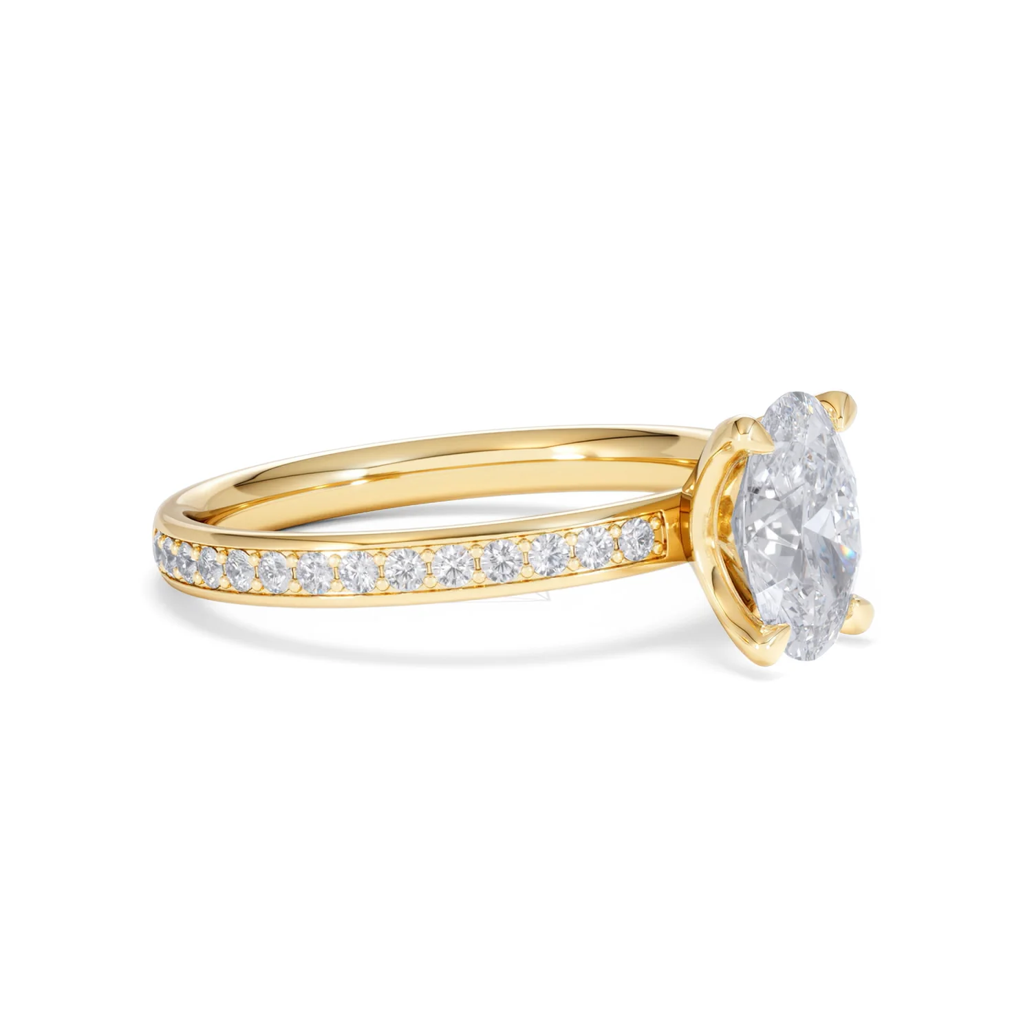 Origin 1.25ct Oval Cut Lab Diamond Solitaire Engagement Ring with Side Stones in 18K Yellow Gold - Image 18