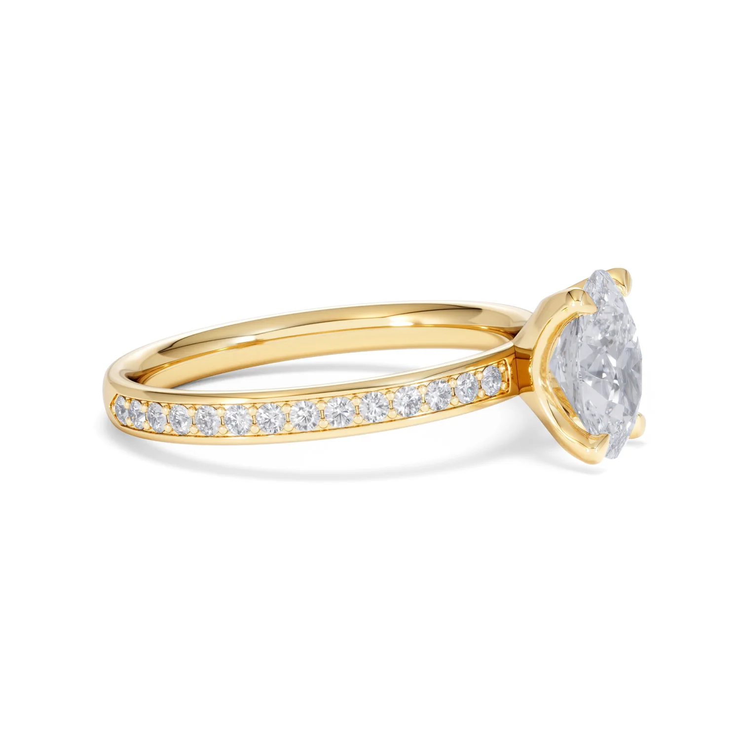Origin 1.25ct Oval Cut Lab Diamond Solitaire Engagement Ring with Side Stones in 18K Yellow Gold - Image 21