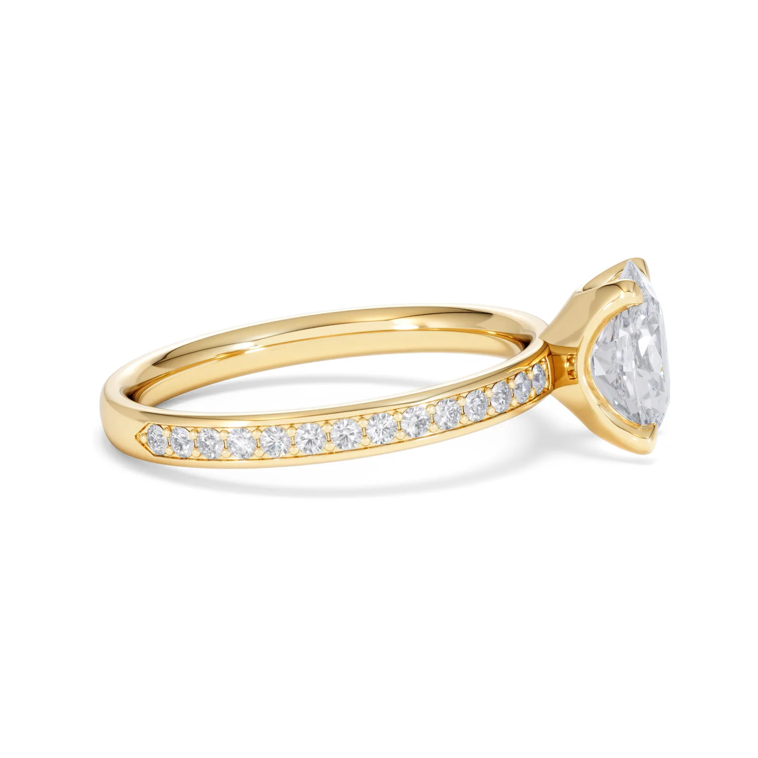 Origin 1.25ct Oval Cut Lab Diamond Solitaire Engagement Ring with Side Stones in 18K Yellow Gold - Image 25