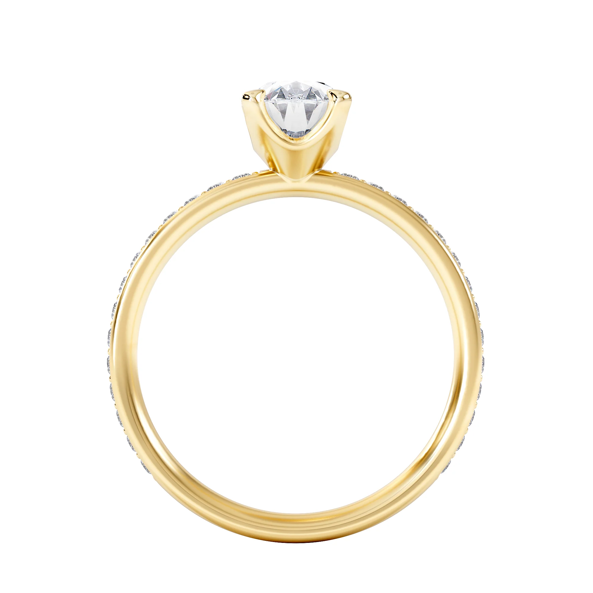 Origin 1.25ct Oval Cut Lab Diamond Solitaire Engagement Ring with Side Stones in 18K Yellow Gold - Image 3