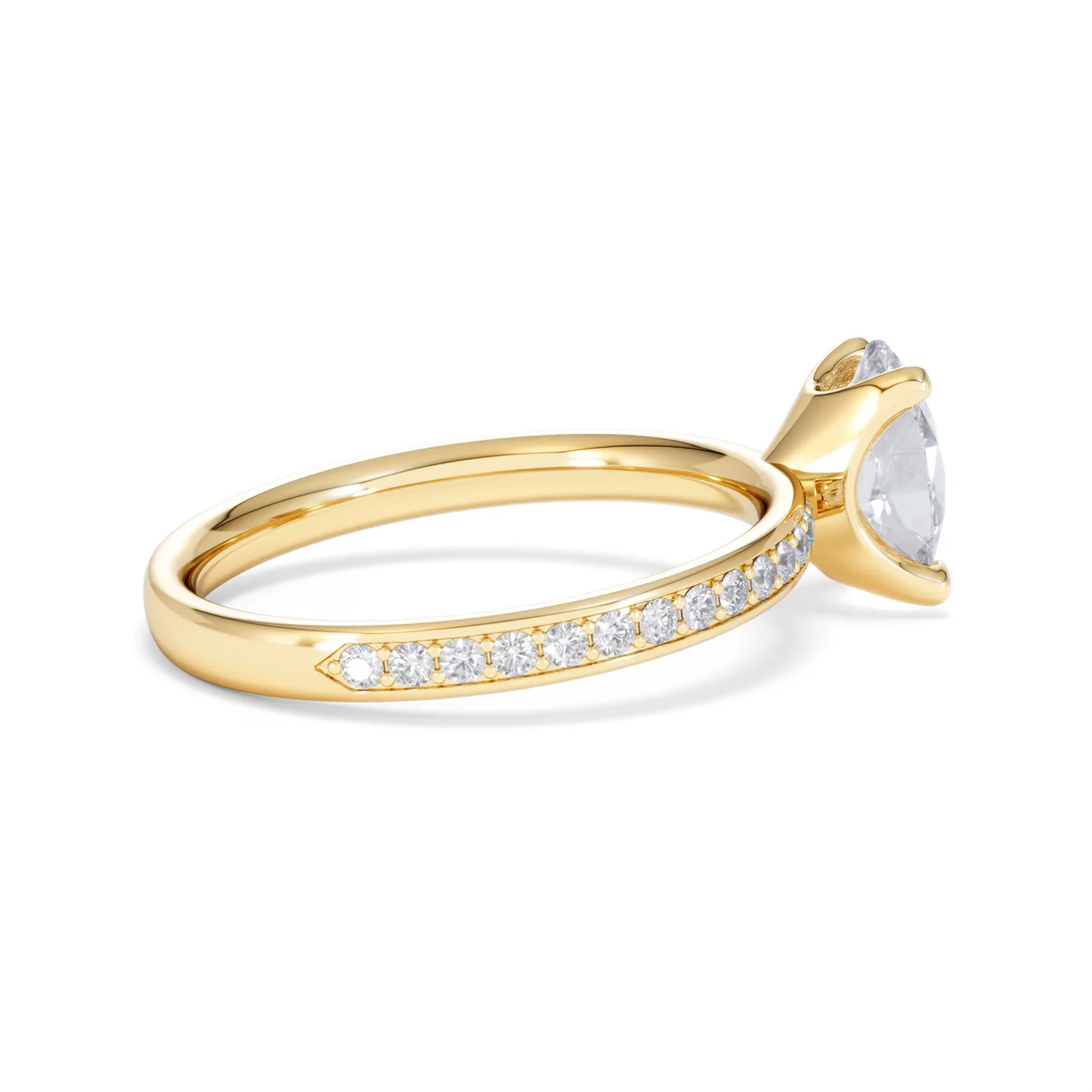 Origin 1.25ct Oval Cut Lab Diamond Solitaire Engagement Ring with Side Stones in 18K Yellow Gold - Image 31