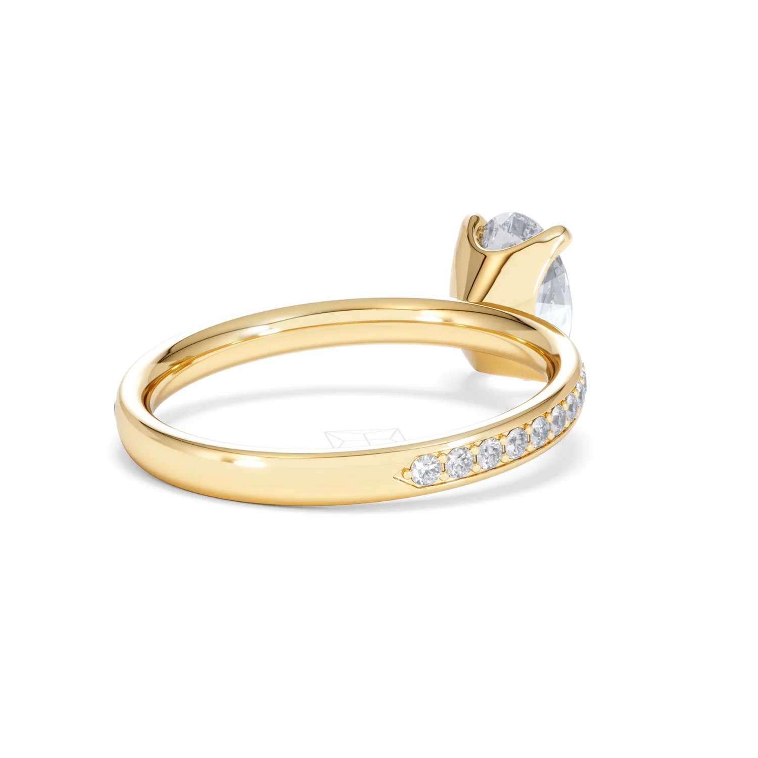 Origin 1.25ct Oval Cut Lab Diamond Solitaire Engagement Ring with Side Stones in 18K Yellow Gold - Image 39