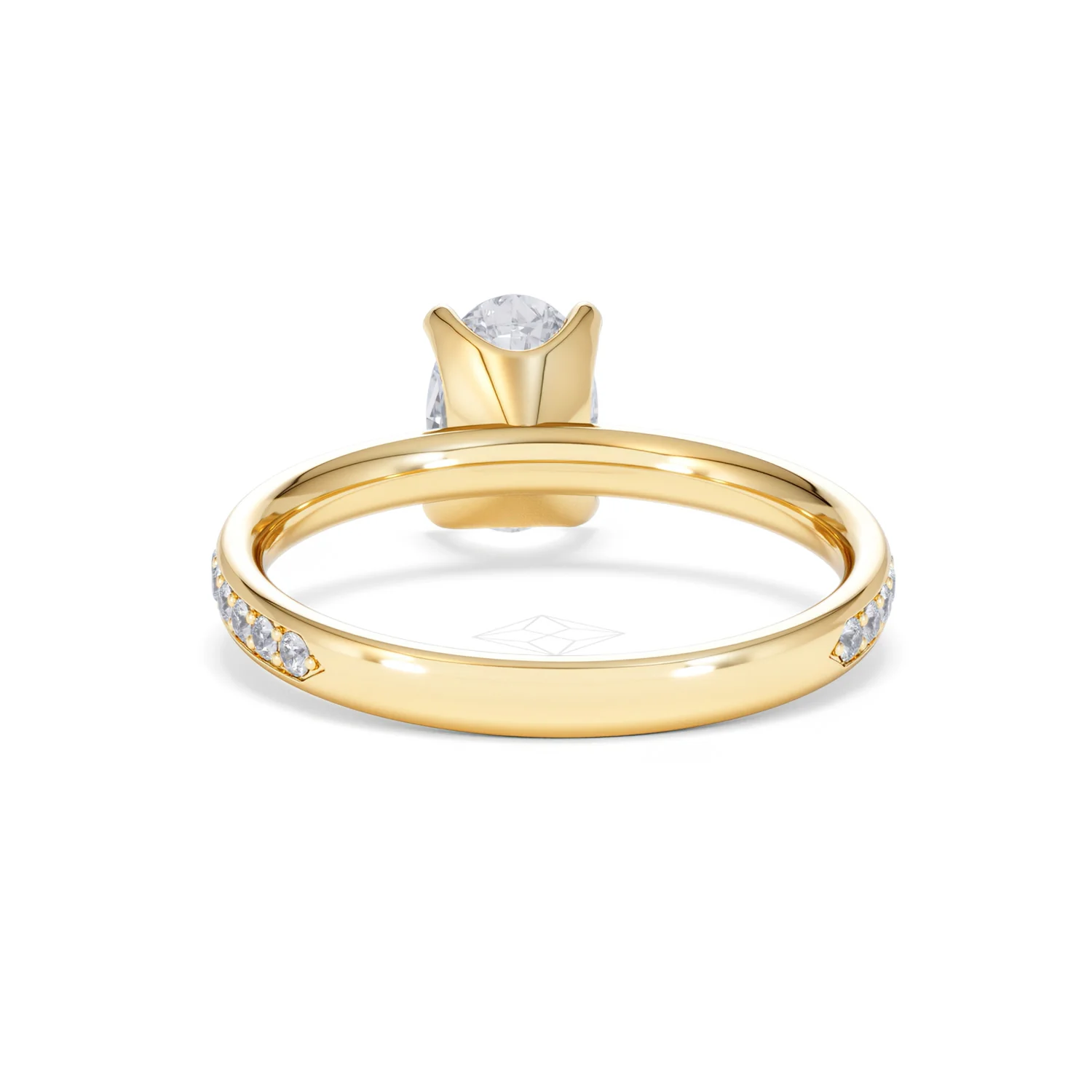 Origin 1.25ct Oval Cut Lab Diamond Solitaire Engagement Ring with Side Stones in 18K Yellow Gold - Image 48