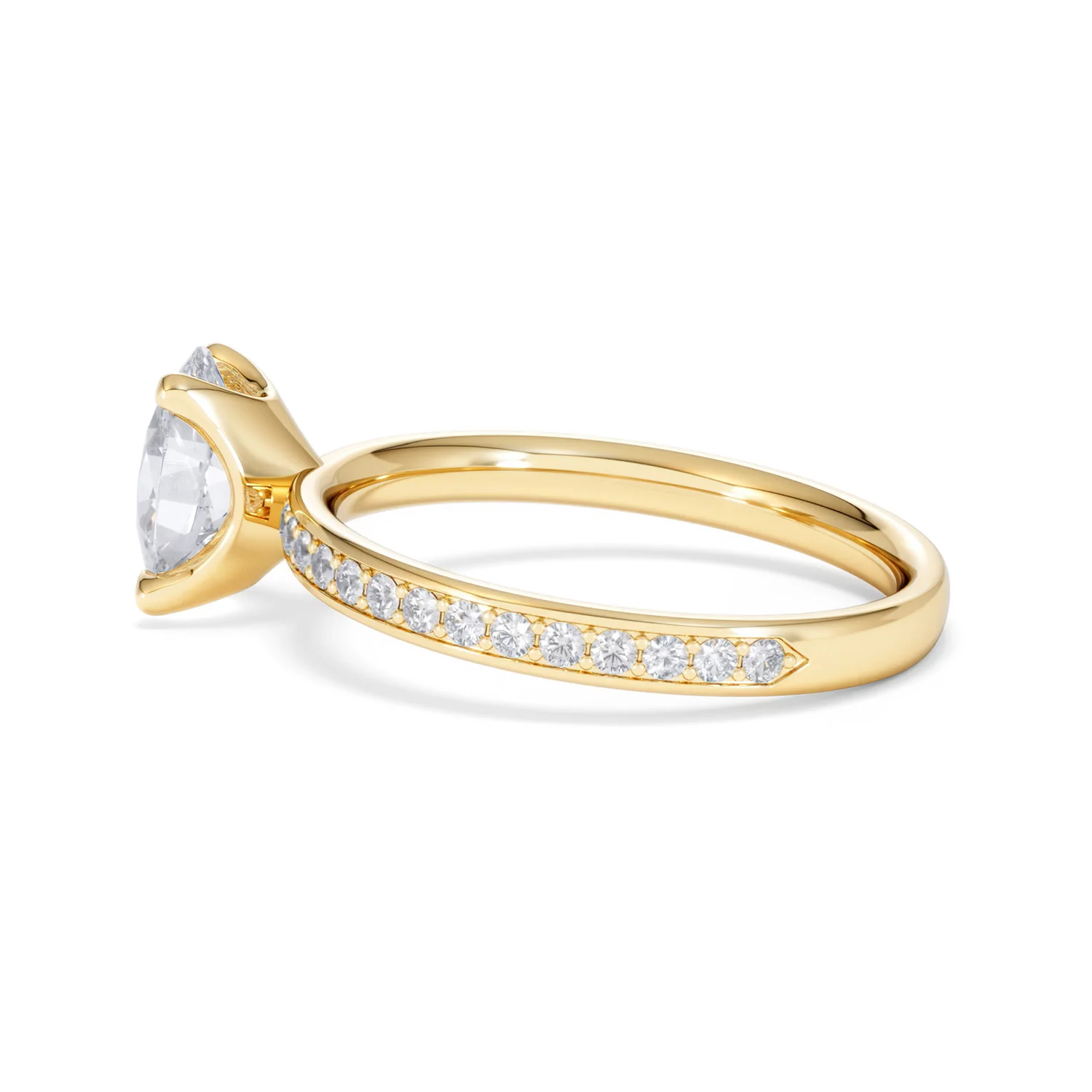Origin 1.25ct Oval Cut Lab Diamond Solitaire Engagement Ring with Side Stones in 18K Yellow Gold - Image 64