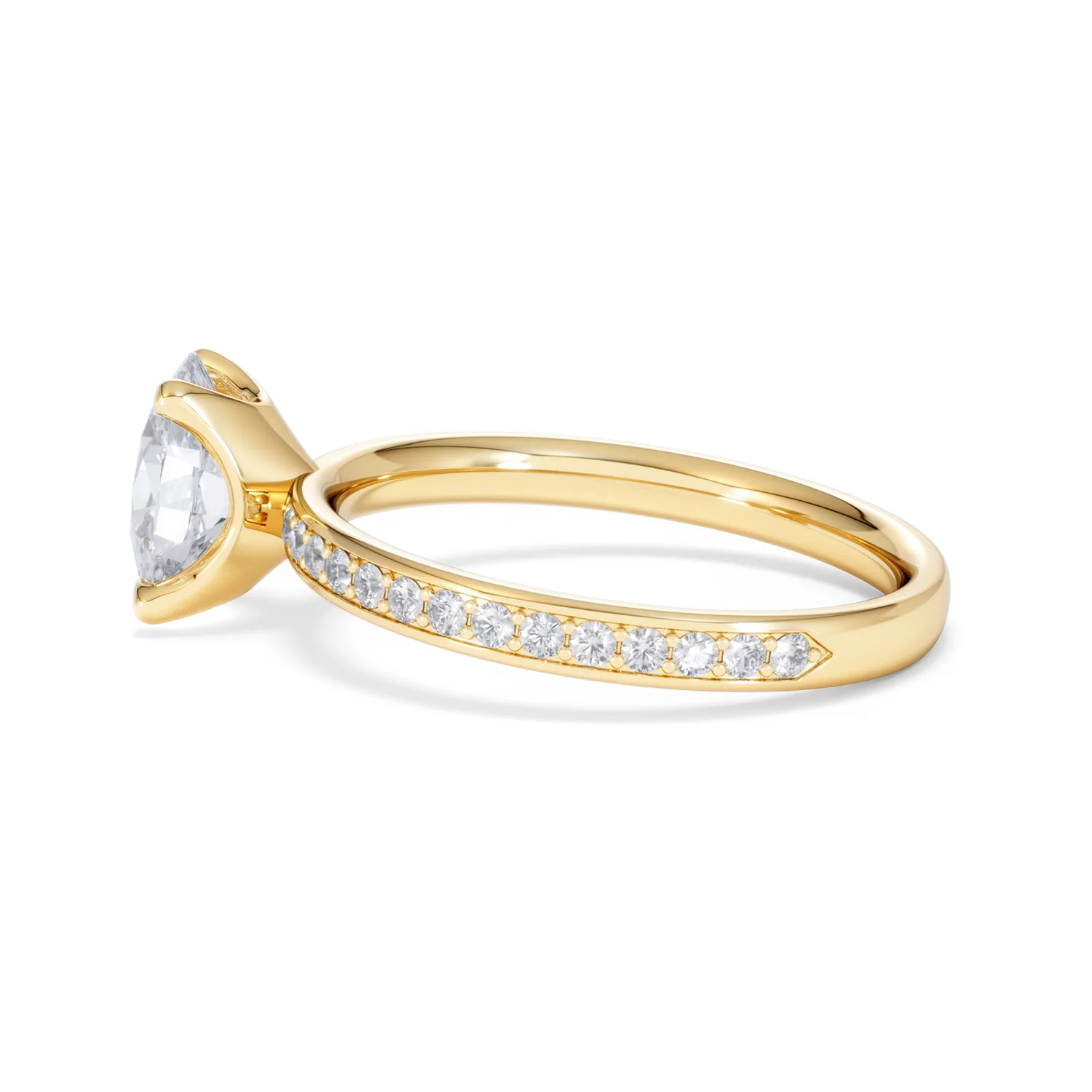 Origin 1.25ct Oval Cut Lab Diamond Solitaire Engagement Ring with Side Stones in 18K Yellow Gold - Image 65