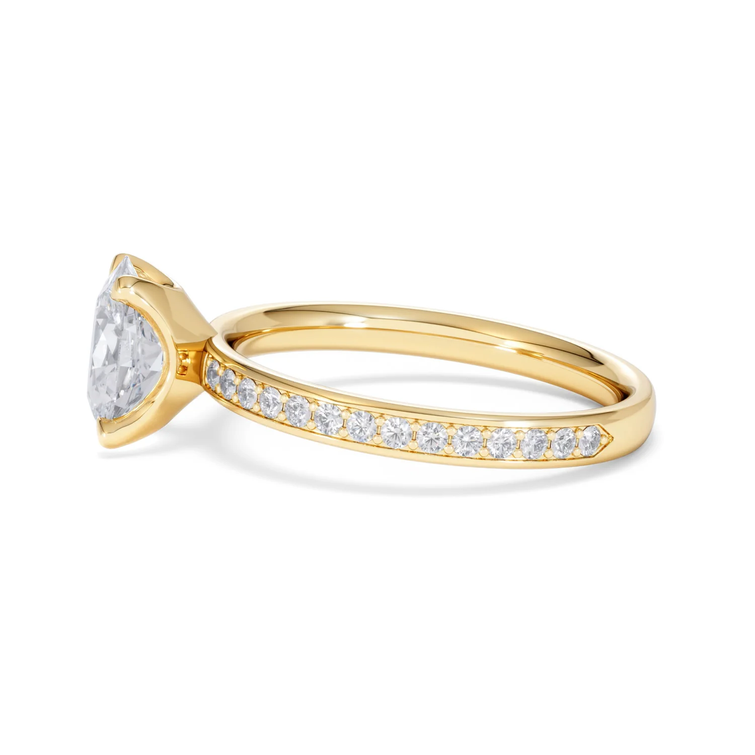 Origin 1.25ct Oval Cut Lab Diamond Solitaire Engagement Ring with Side Stones in 18K Yellow Gold - Image 68
