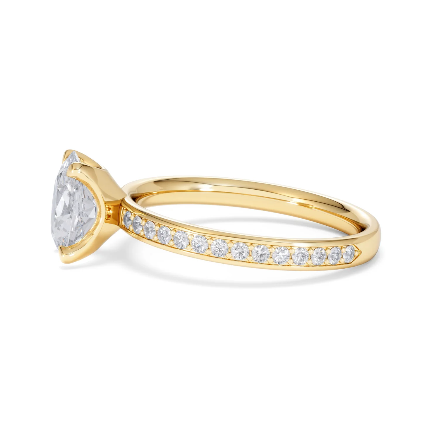 Origin 1.25ct Oval Cut Lab Diamond Solitaire Engagement Ring with Side Stones in 18K Yellow Gold - Image 69