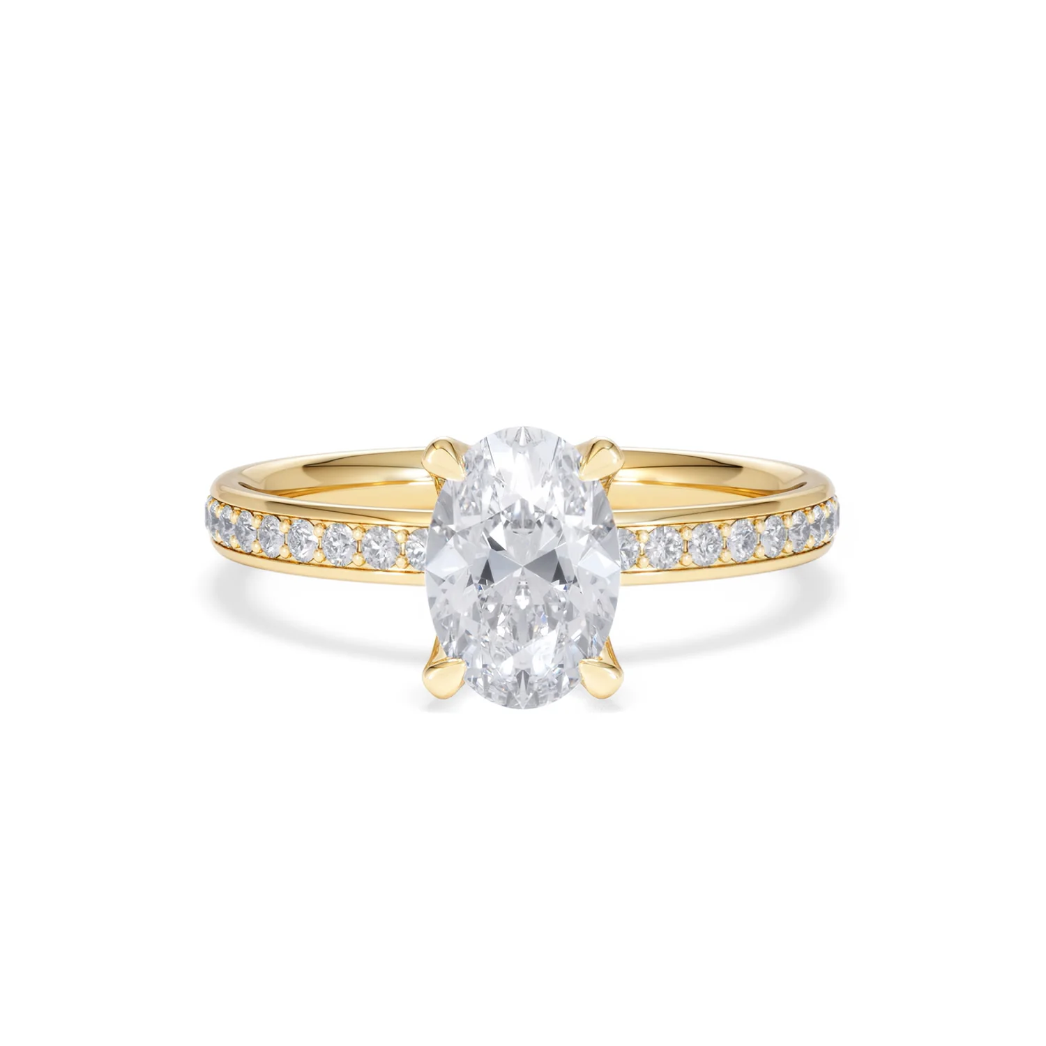 Origin 1.25ct Oval Cut Lab Diamond Solitaire Engagement Ring with Side Stones in 18K Yellow Gold - Image 7