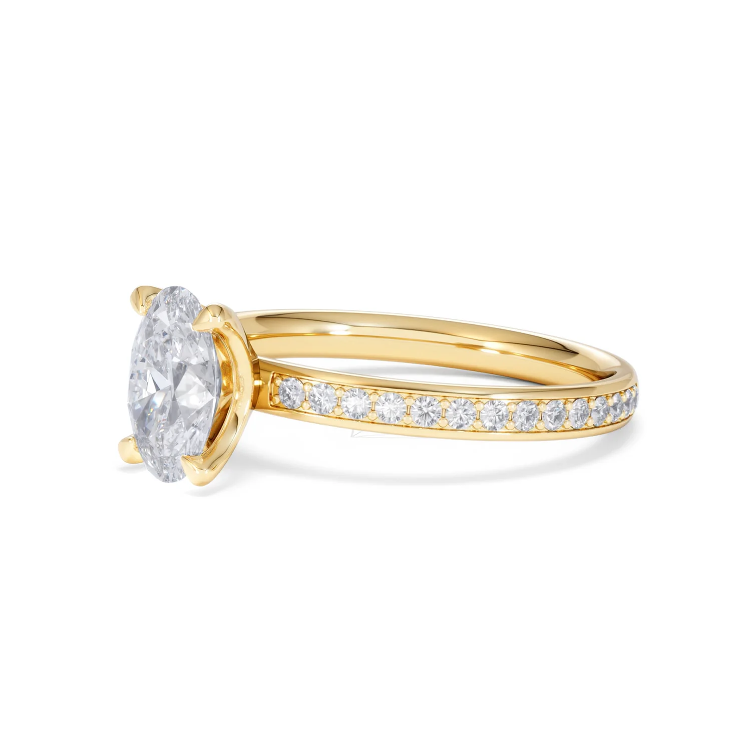 Origin 1.25ct Oval Cut Lab Diamond Solitaire Engagement Ring with Side Stones in 18K Yellow Gold - Image 76