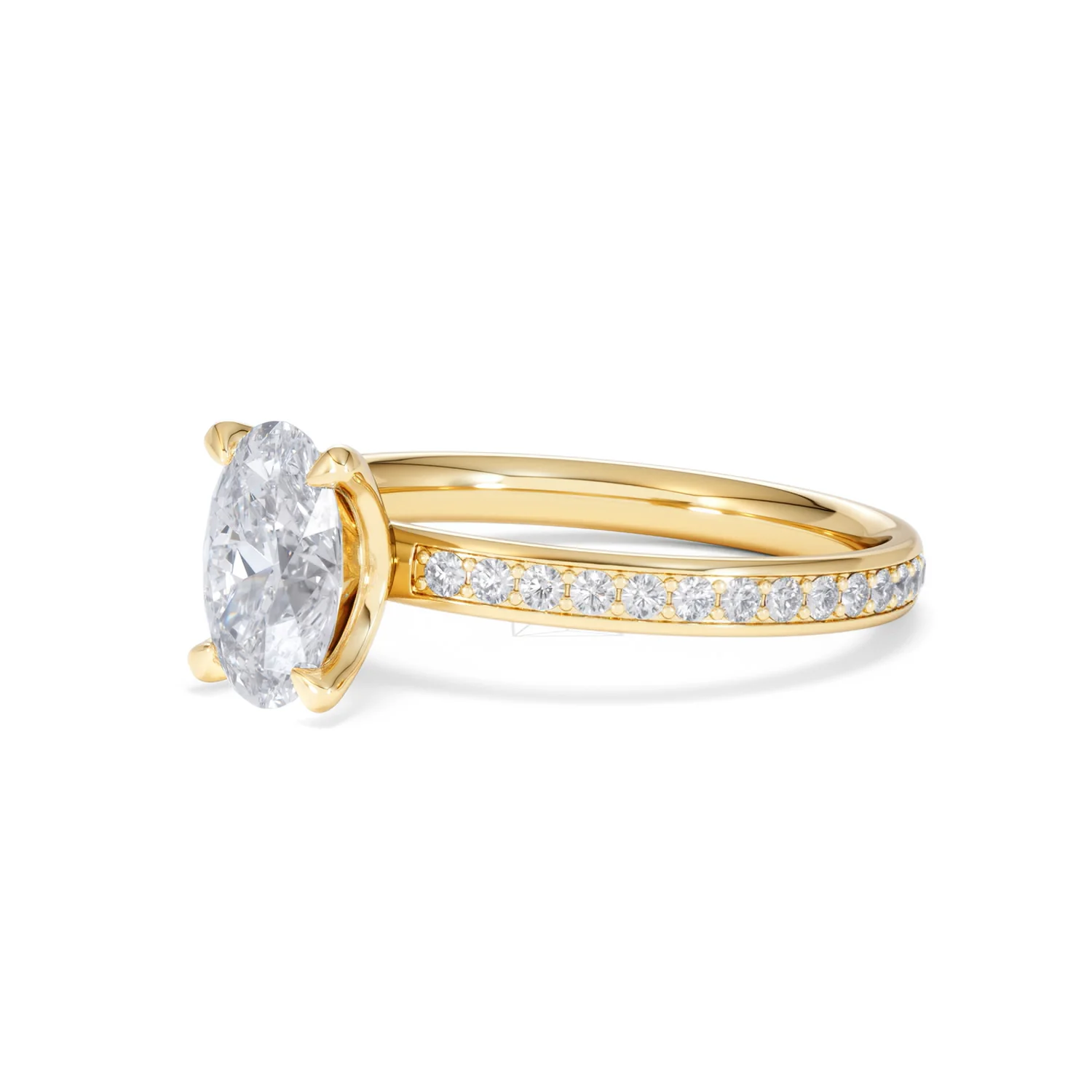 Origin 1.25ct Oval Cut Lab Diamond Solitaire Engagement Ring with Side Stones in 18K Yellow Gold - Image 77