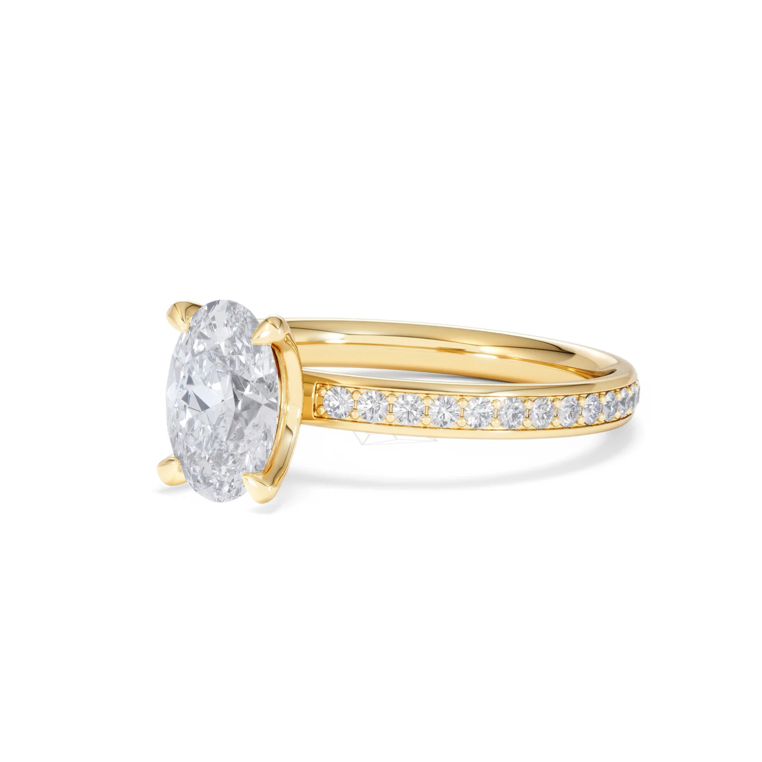 Origin 1.25ct Oval Cut Lab Diamond Solitaire Engagement Ring with Side Stones in 18K Yellow Gold - Image 79