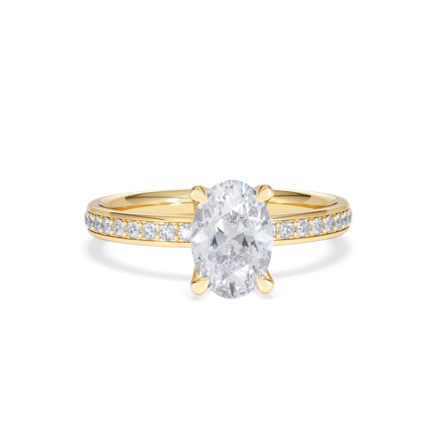 Origin 1.25ct Oval Cut Lab Diamond Solitaire Engagement Ring with Side Stones in 18K Yellow Gold - Image 8