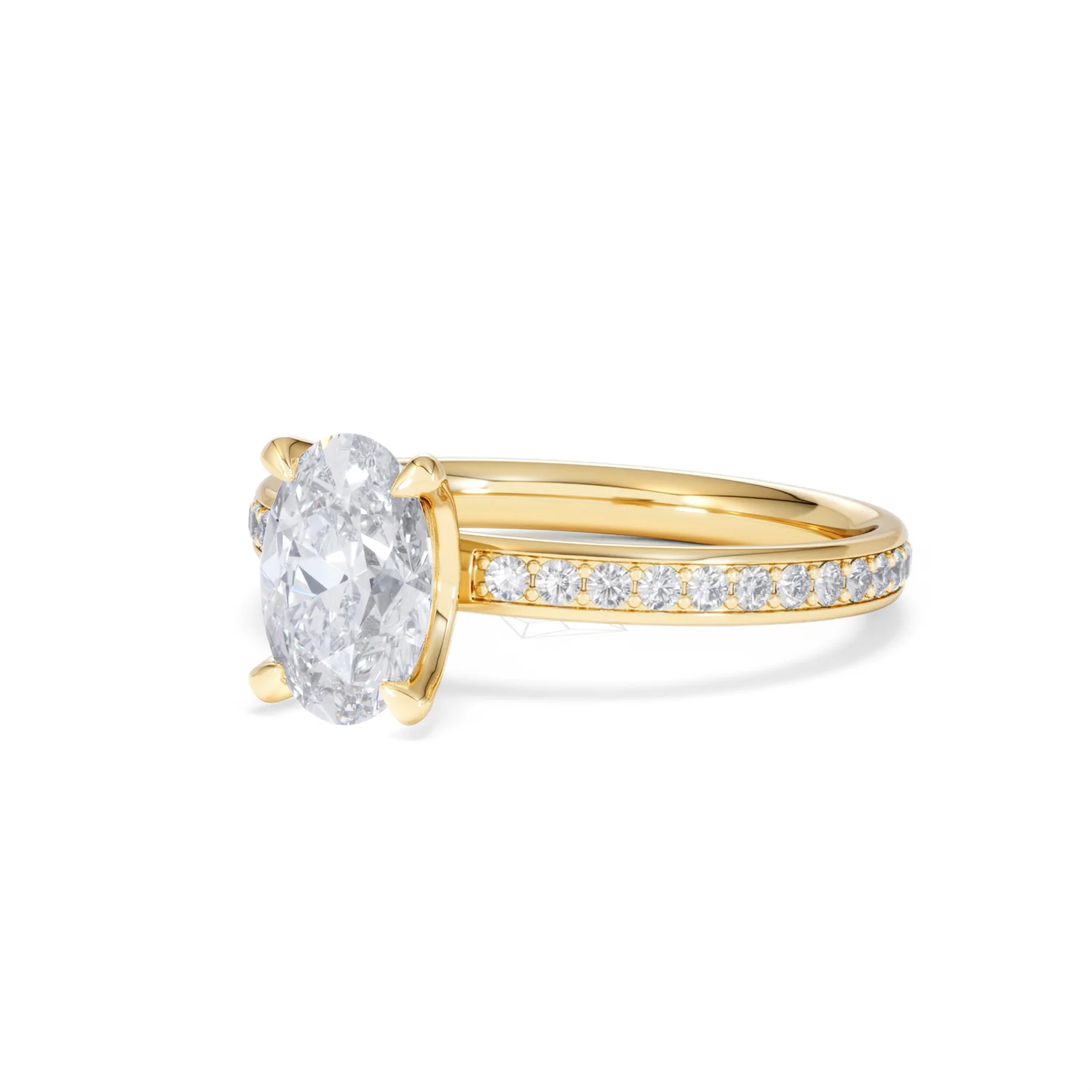 Origin 1.25ct Oval Cut Lab Diamond Solitaire Engagement Ring with Side Stones in 18K Yellow Gold - Image 80