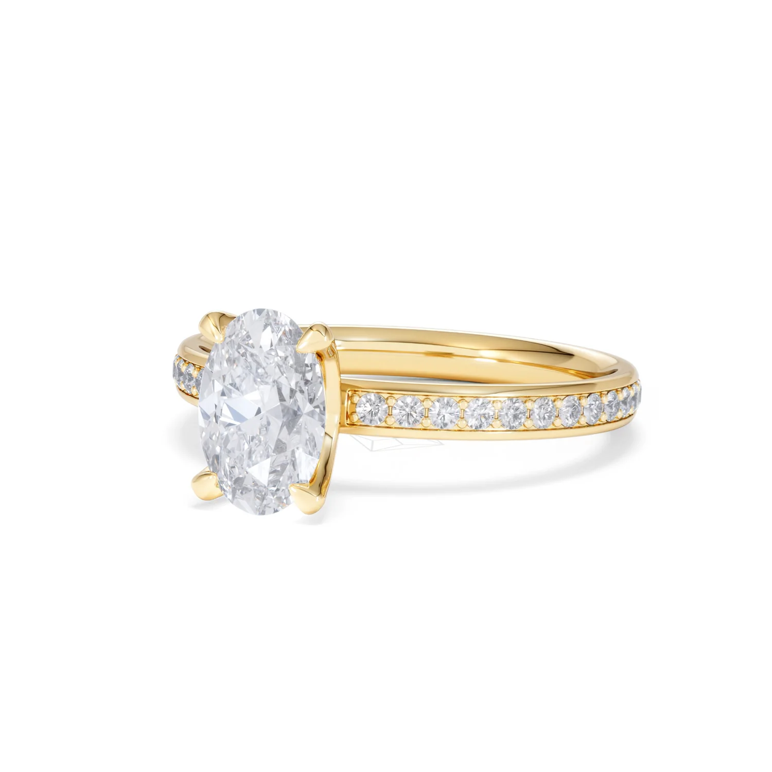 Origin 1.25ct Oval Cut Lab Diamond Solitaire Engagement Ring with Side Stones in 18K Yellow Gold - Image 81